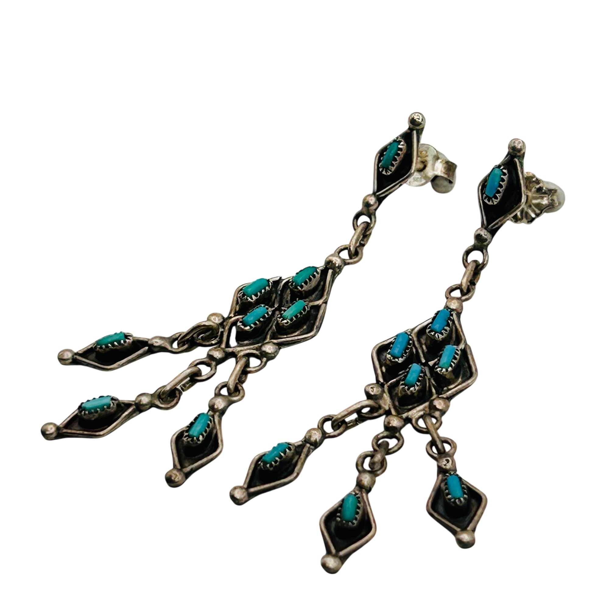 Vintage Zuni Sterling Needle Point Earrings