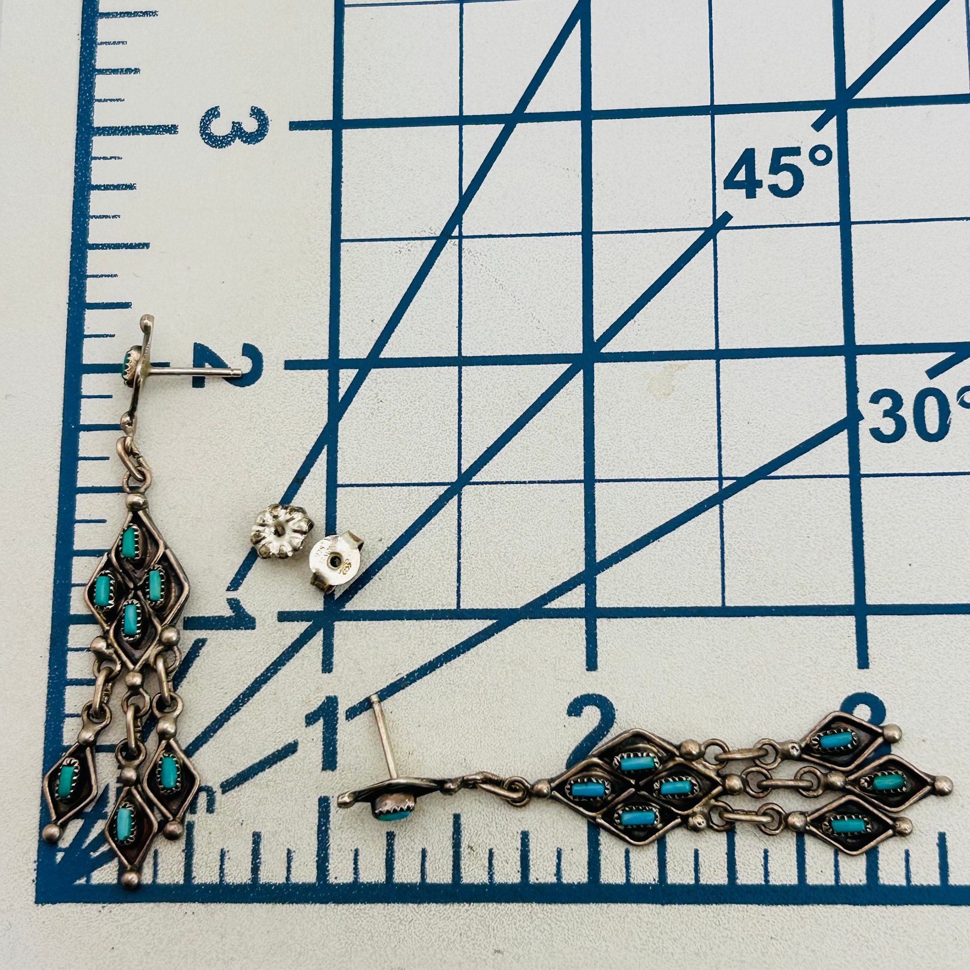 Vintage Zuni Sterling Needle Point Earrings