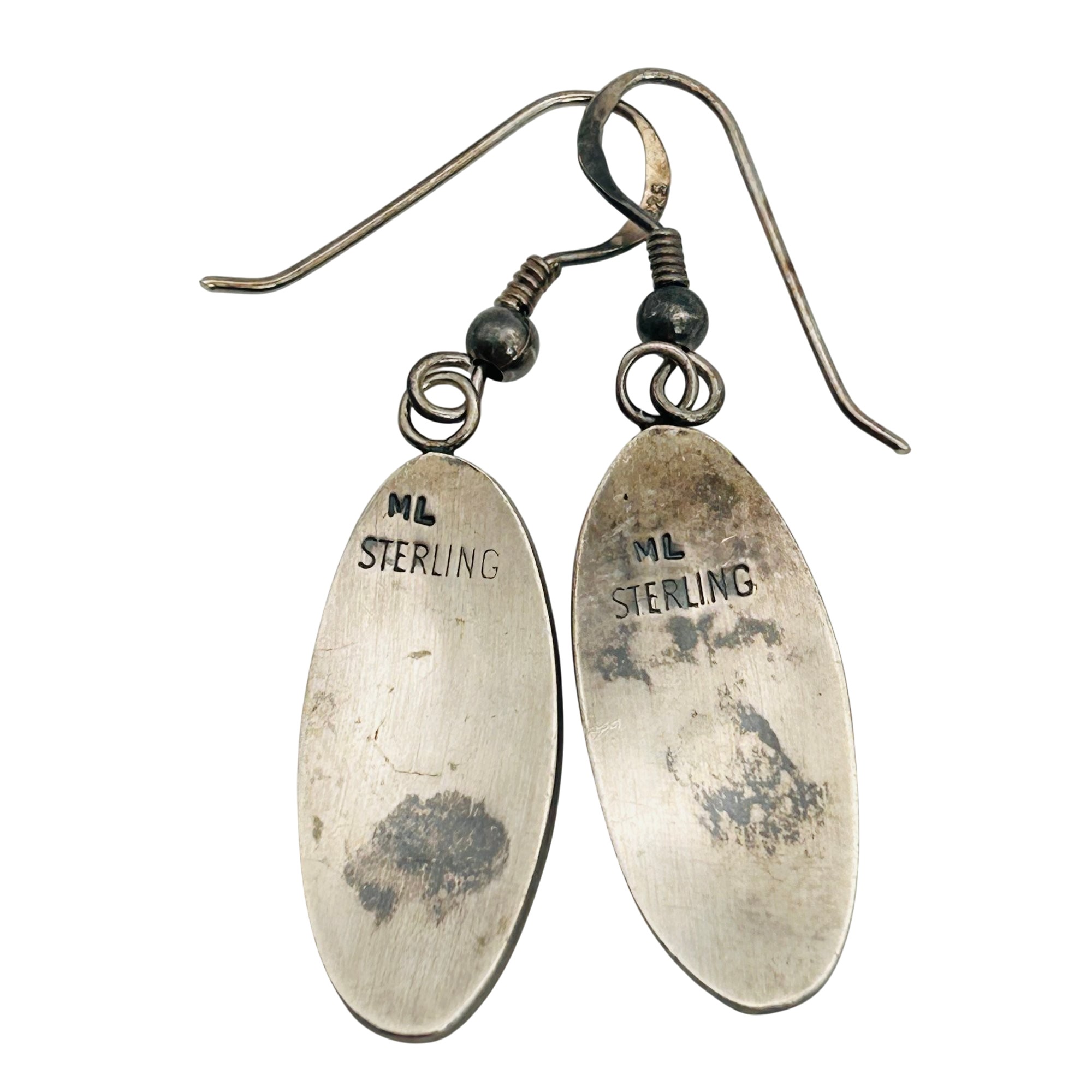 Melinda Lucas Hopi Sterling Overlay Bear Claw Earrings