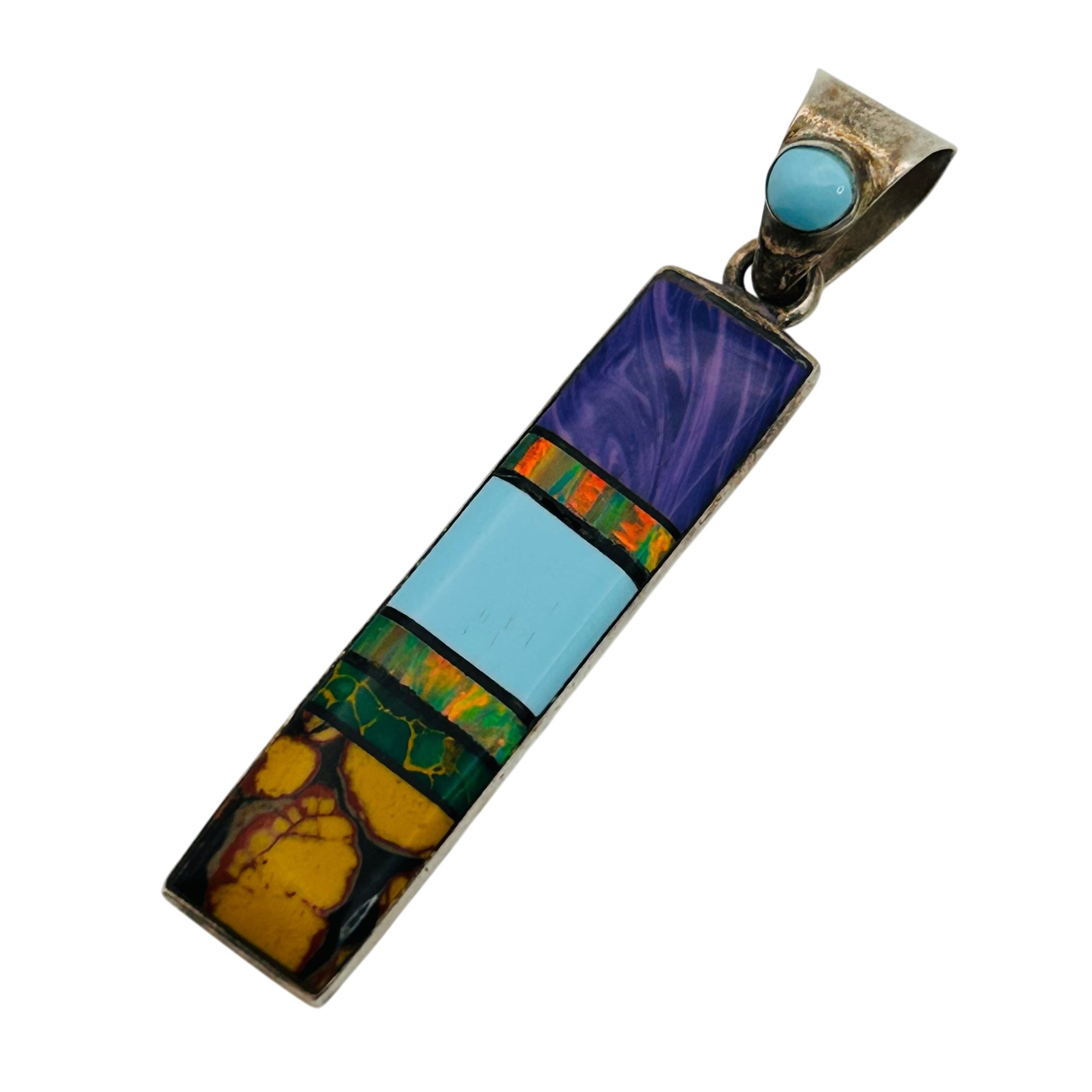Signed Sterling Multi-Stone Pendant