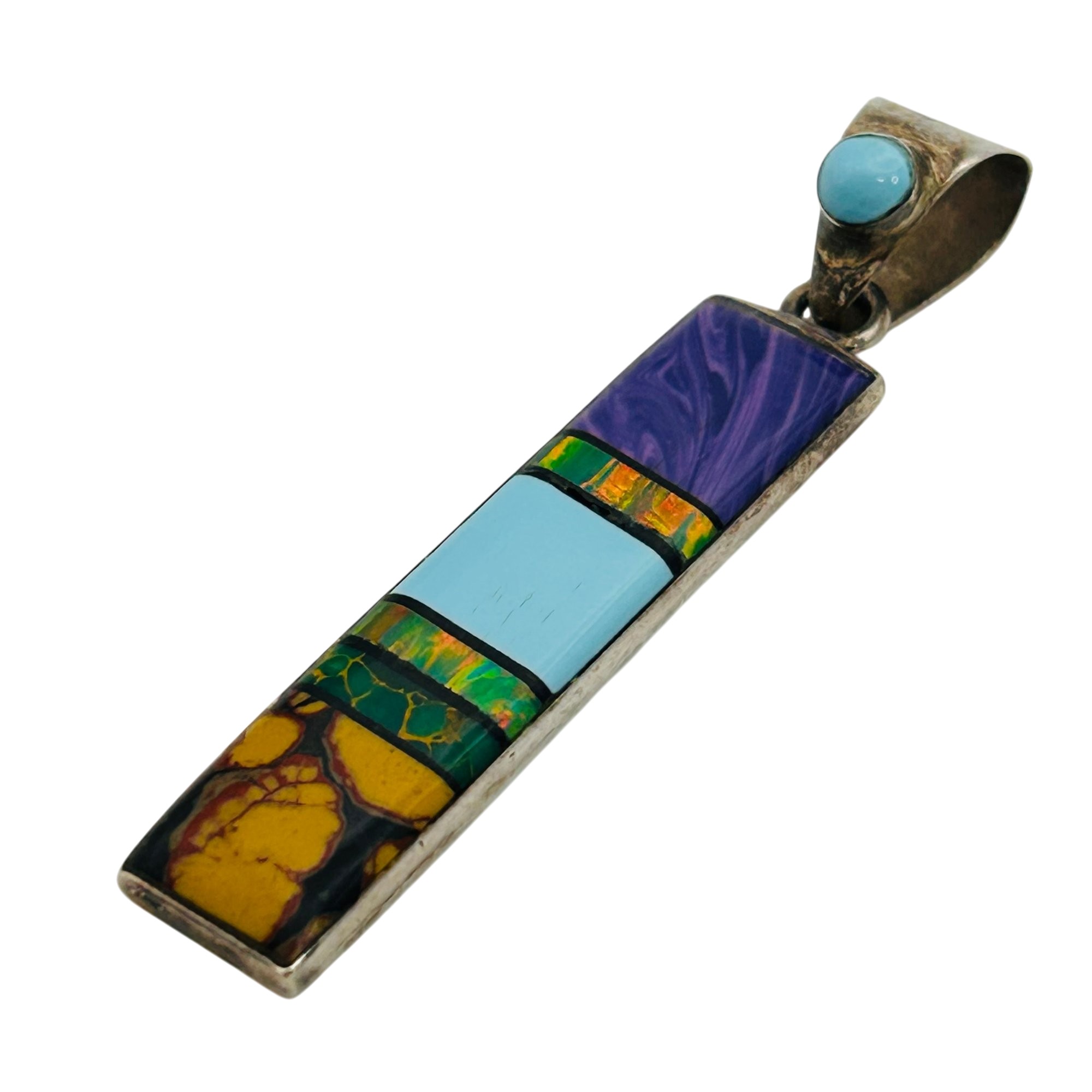 Signed Sterling Multi-Stone Pendant