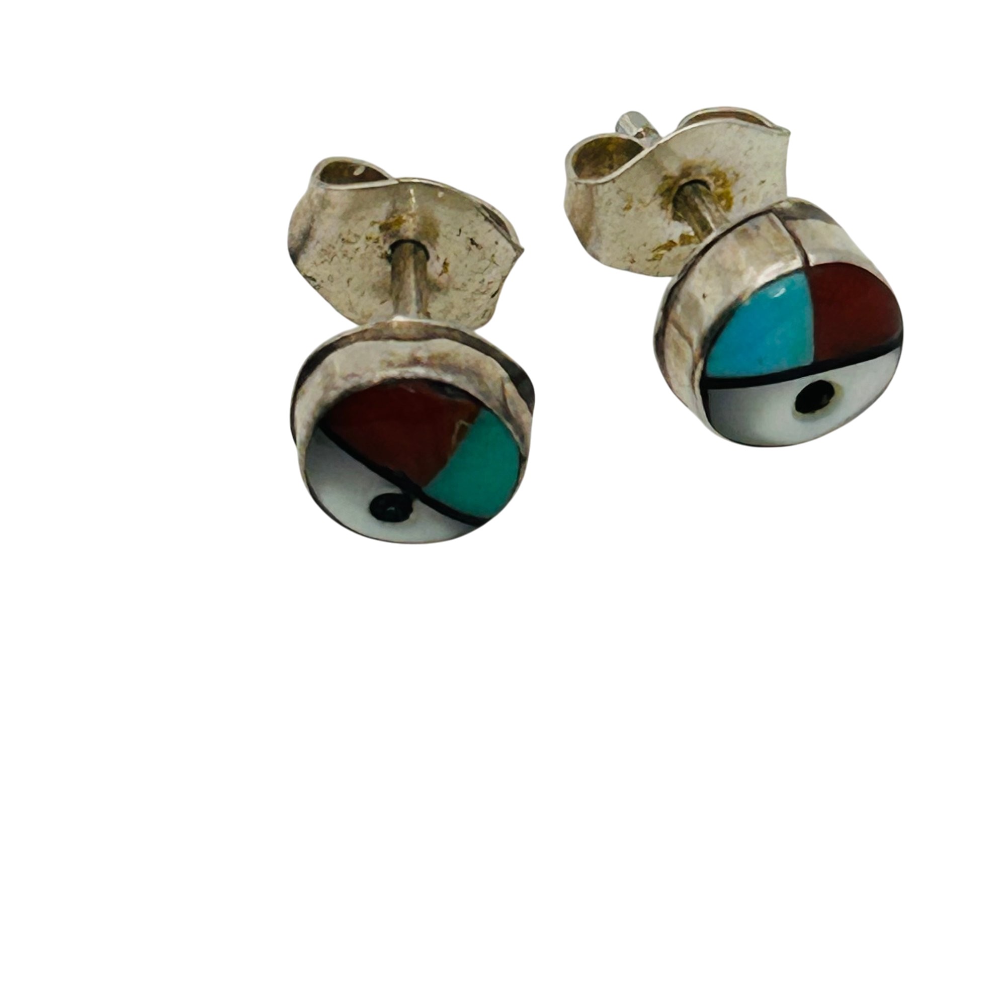 Native Sterling Sunface Inlay Stone Earrings