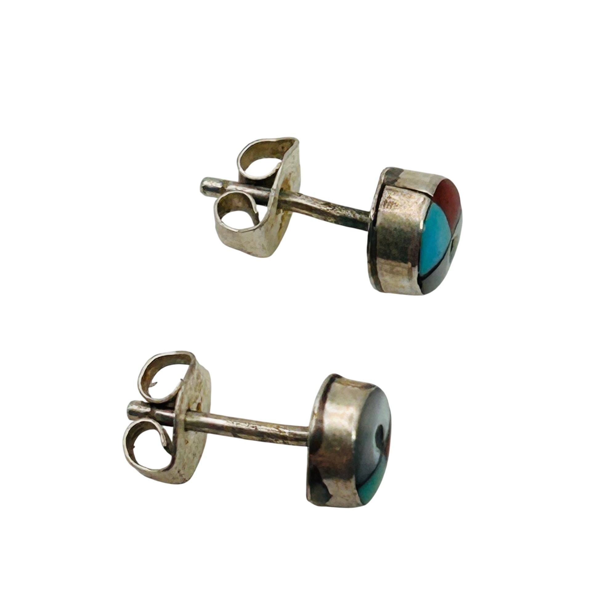 Native Sterling Sunface Inlay Stone Earrings