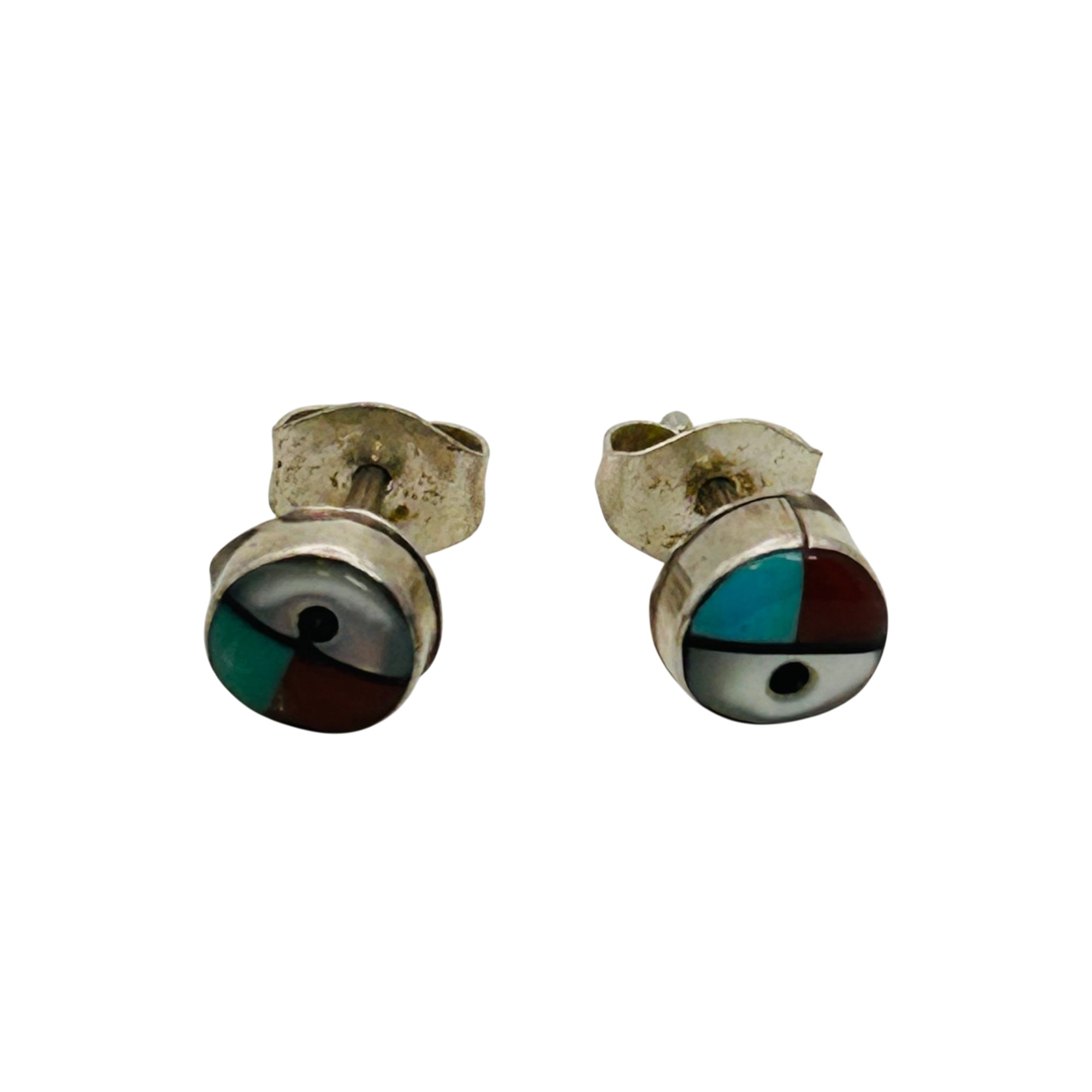 Native Sterling Sunface Inlay Stone Earrings