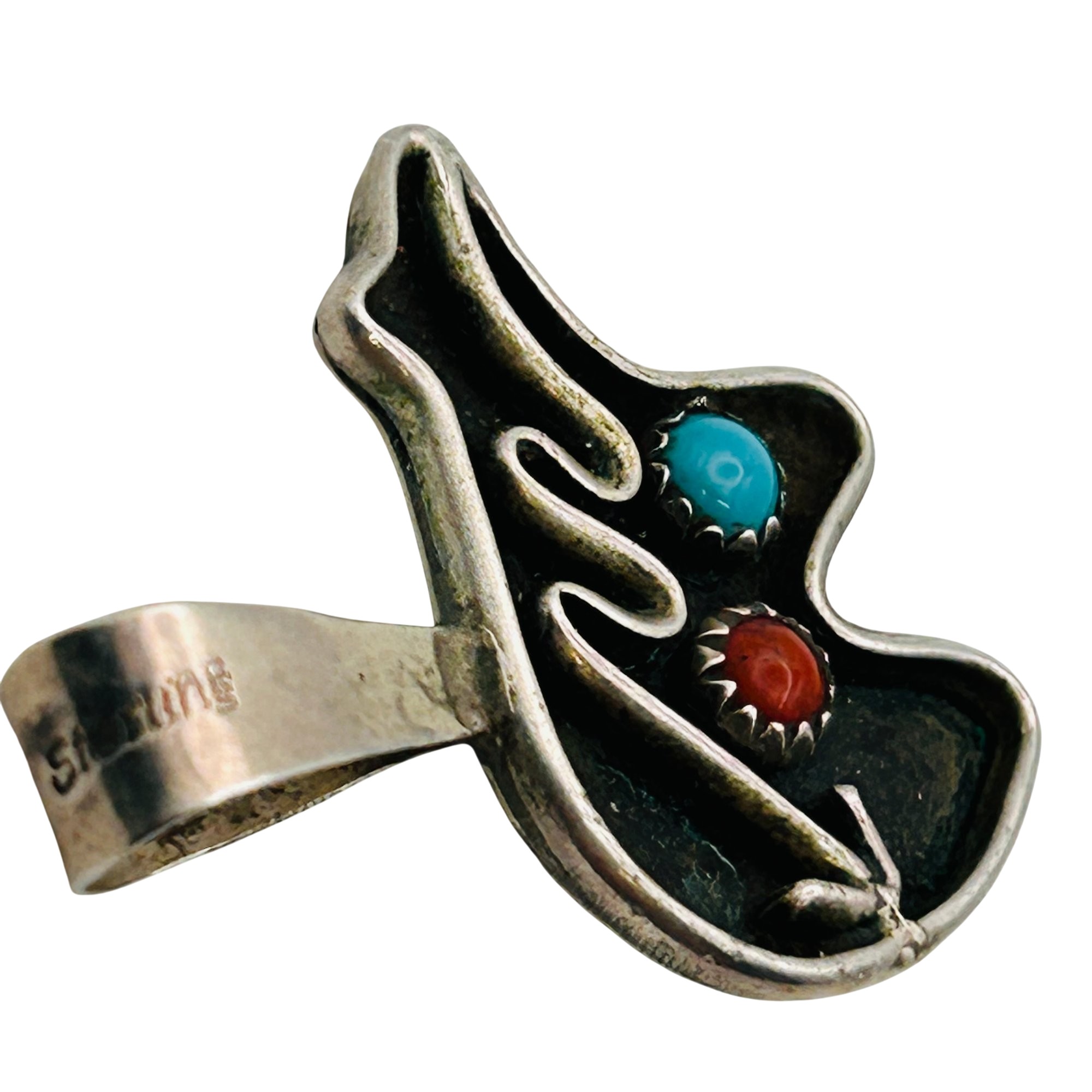 Signed Navajo Sterling Reversible Bear And Kokopelli Pendant