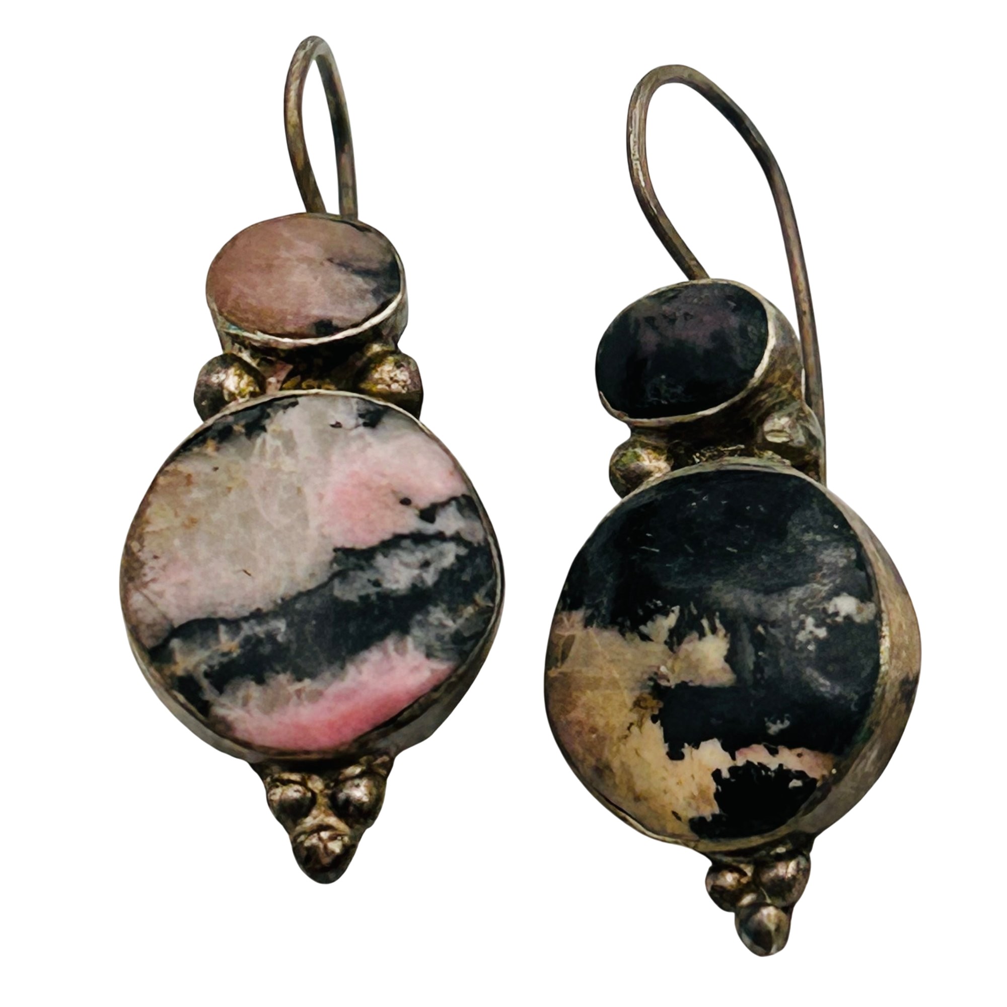 Signed Sterling Rhodonite Earrings