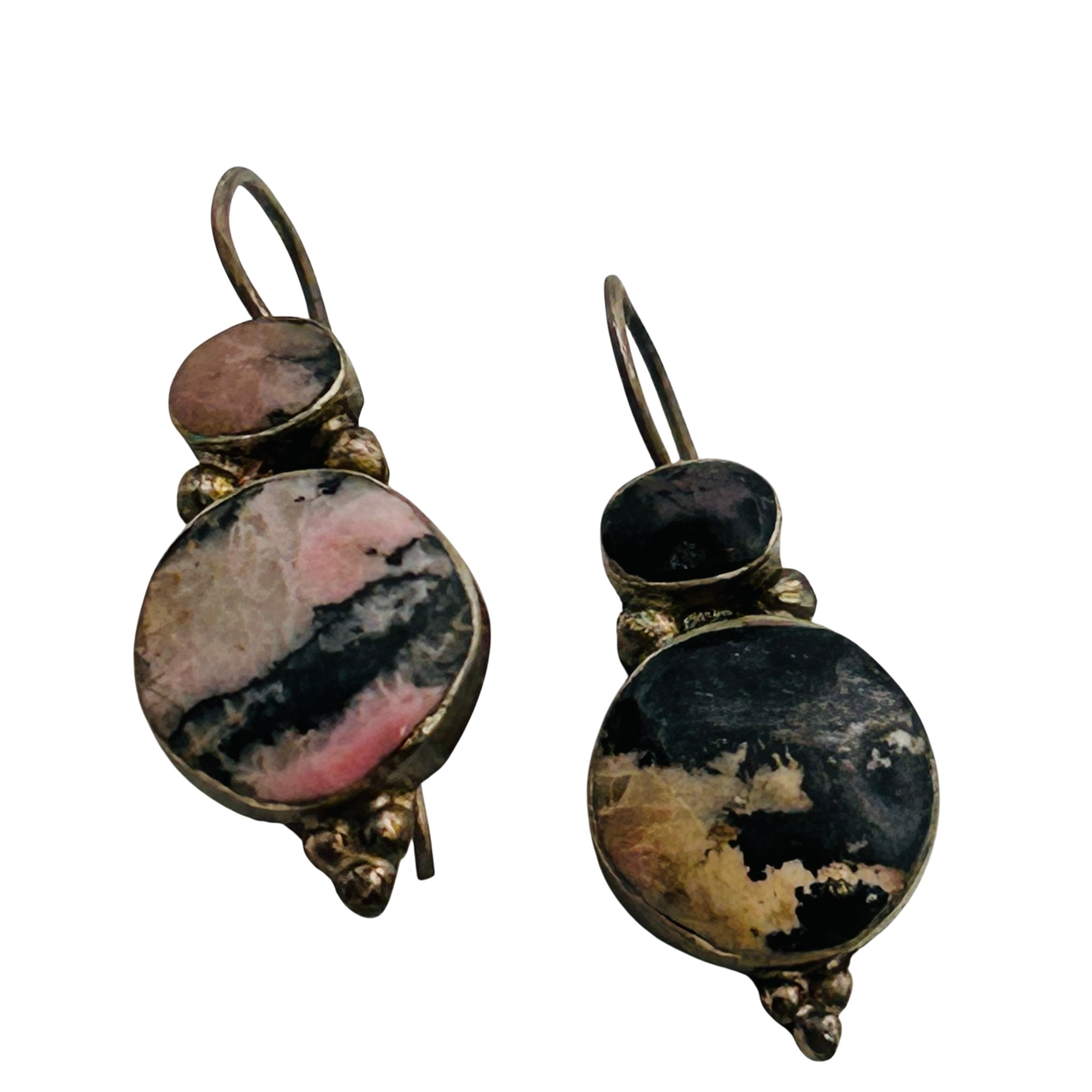 Signed Sterling Rhodonite Earrings