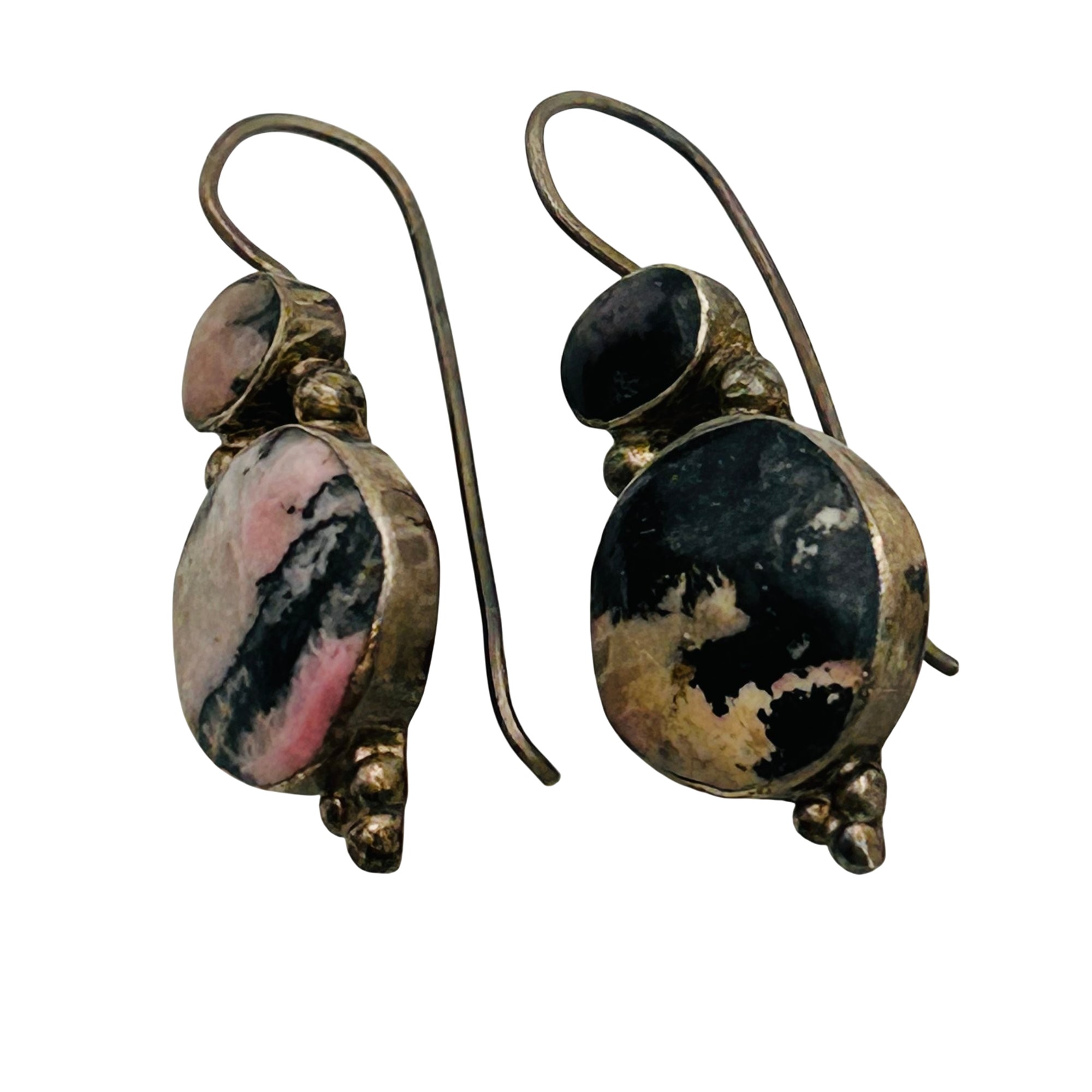 Signed Sterling Rhodonite Earrings