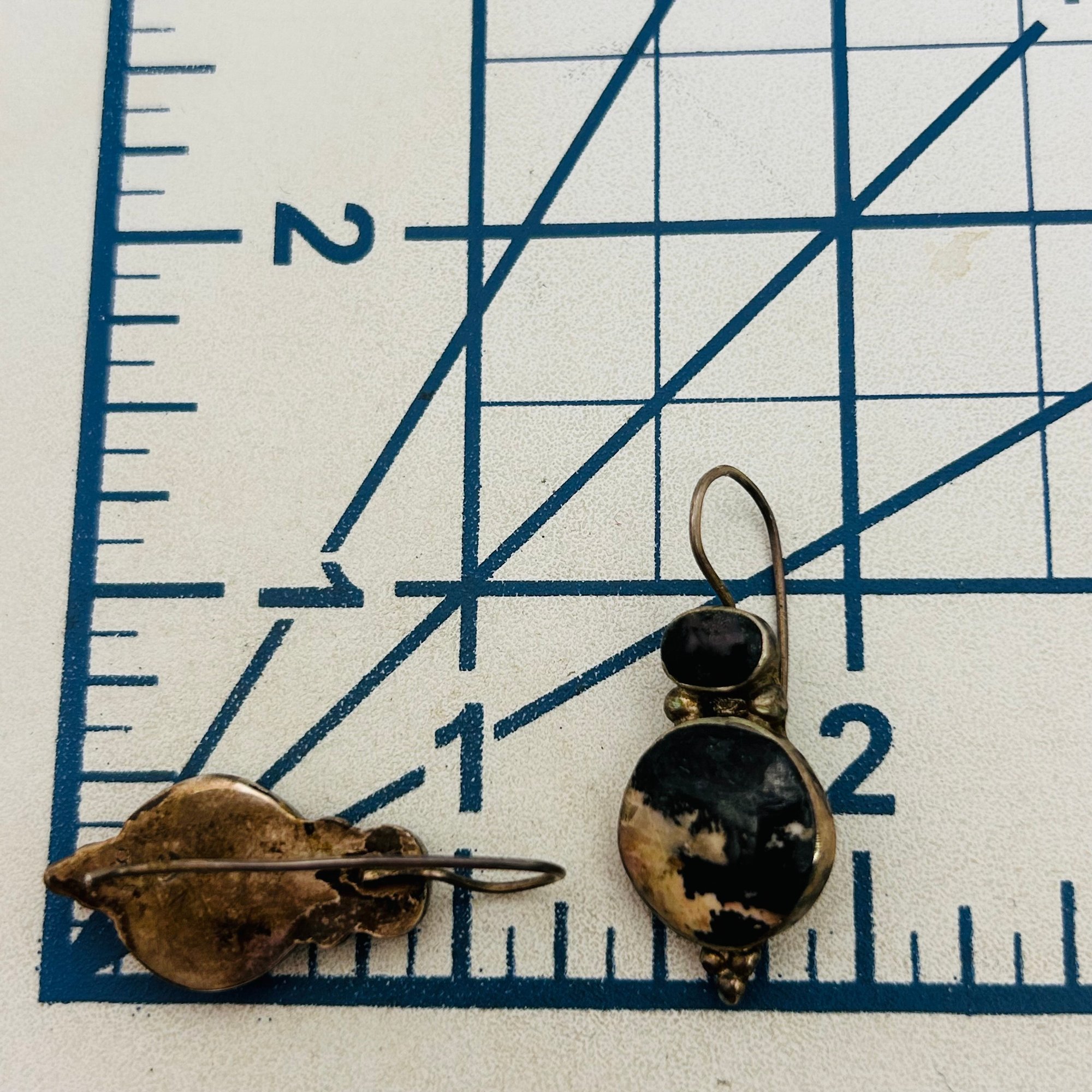 Signed Sterling Rhodonite Earrings