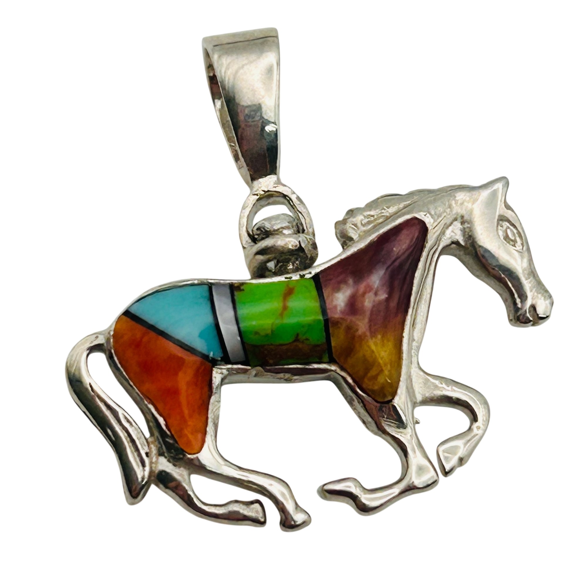 Southwest Sterling Reversible Inlay Stone Pendant