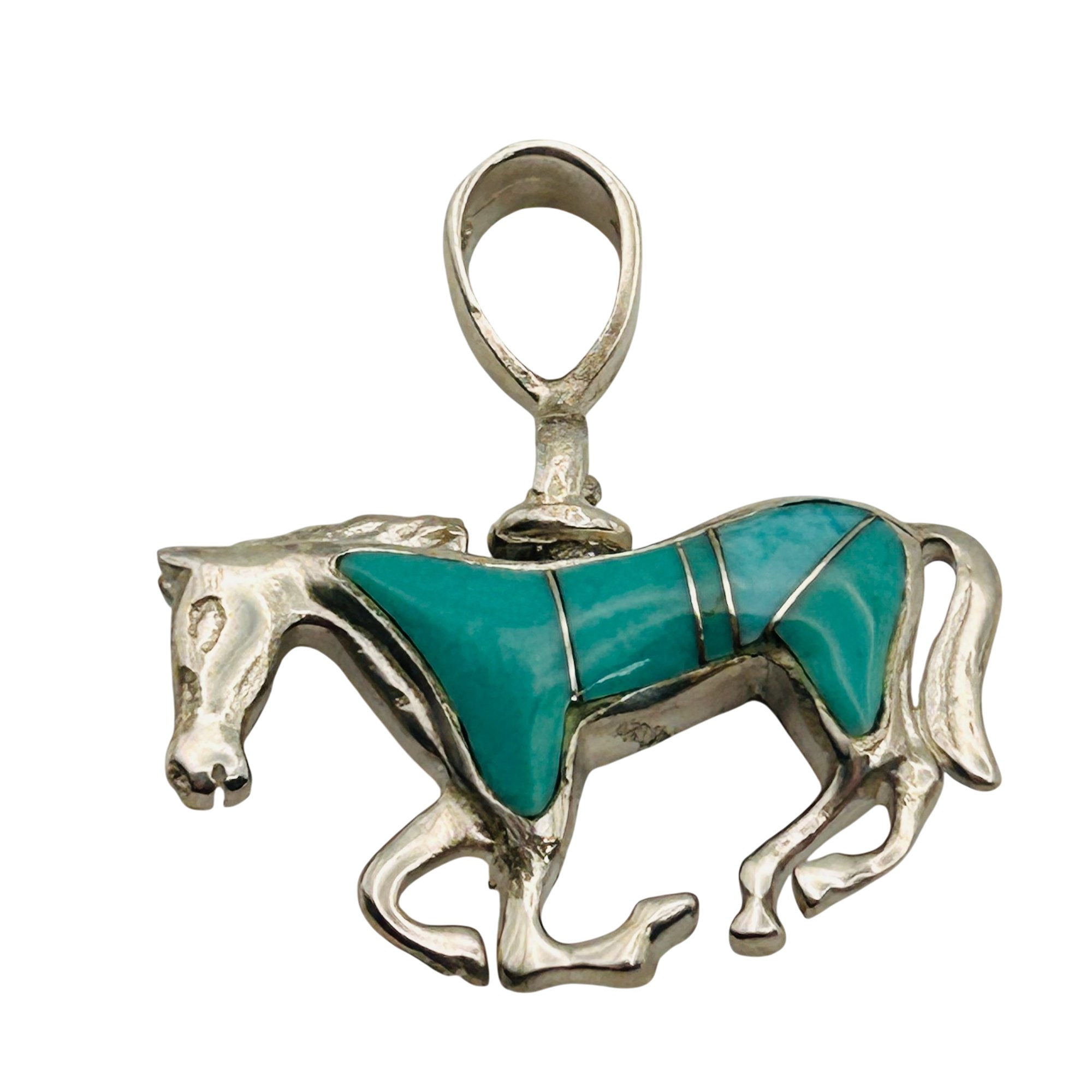 Southwest Sterling Reversible Inlay Stone Pendant