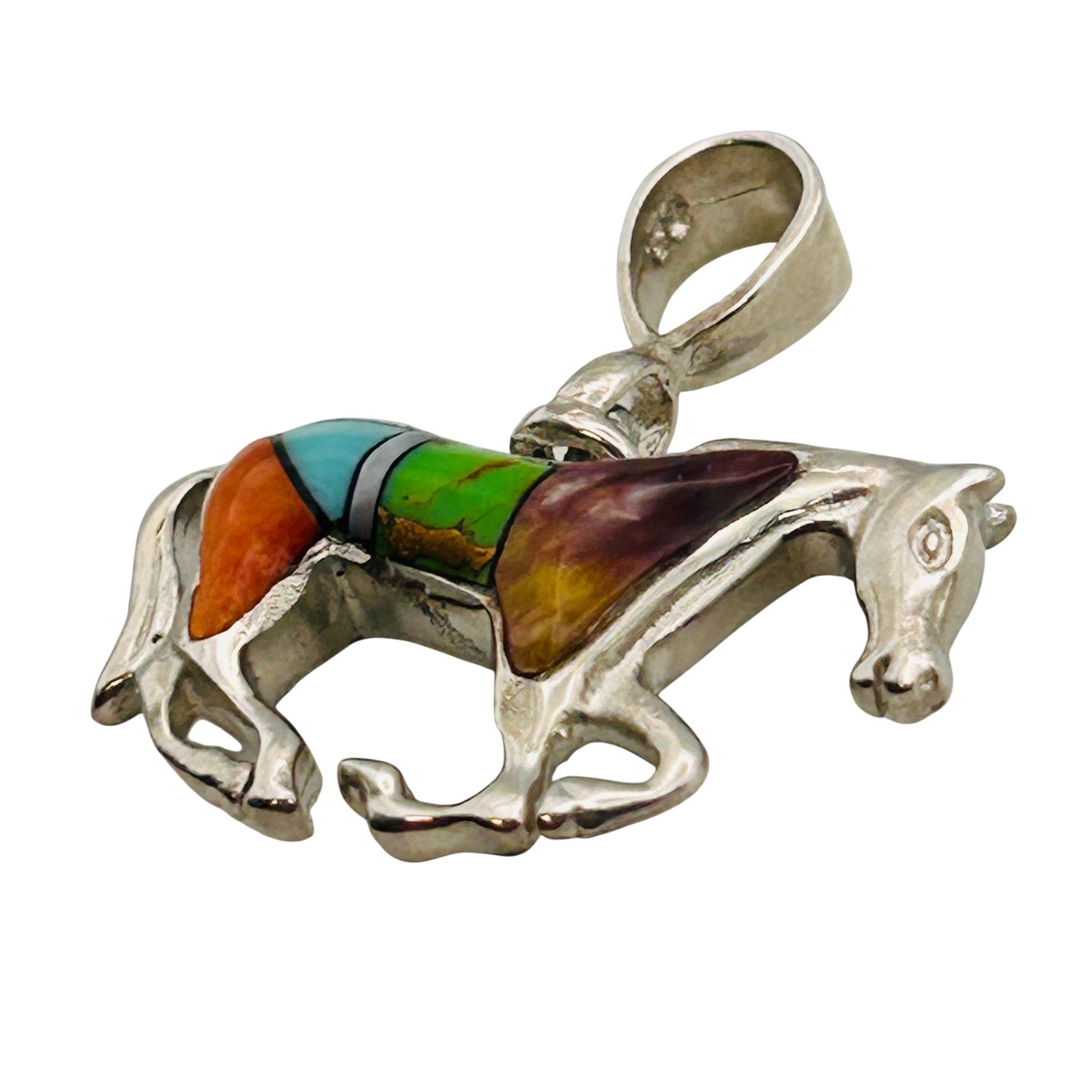 Southwest Sterling Reversible Inlay Stone Pendant
