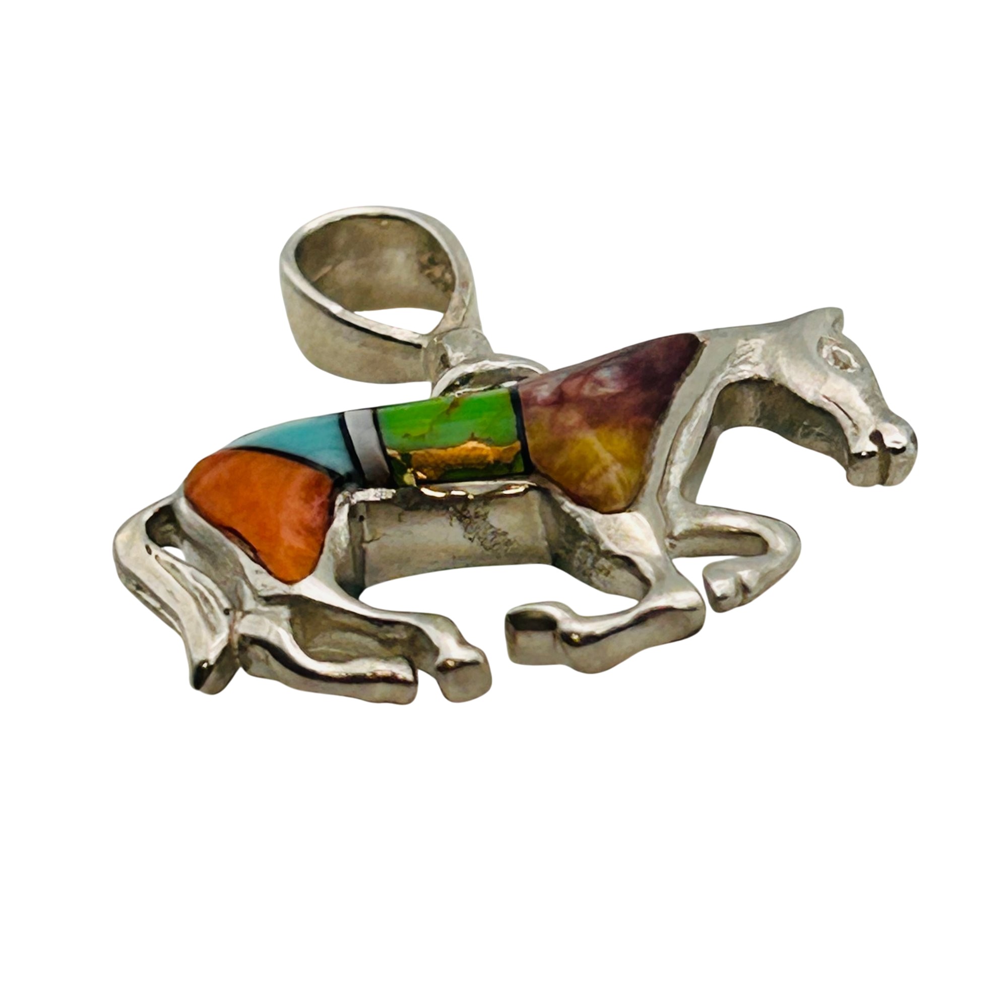 Southwest Sterling Reversible Inlay Stone Pendant
