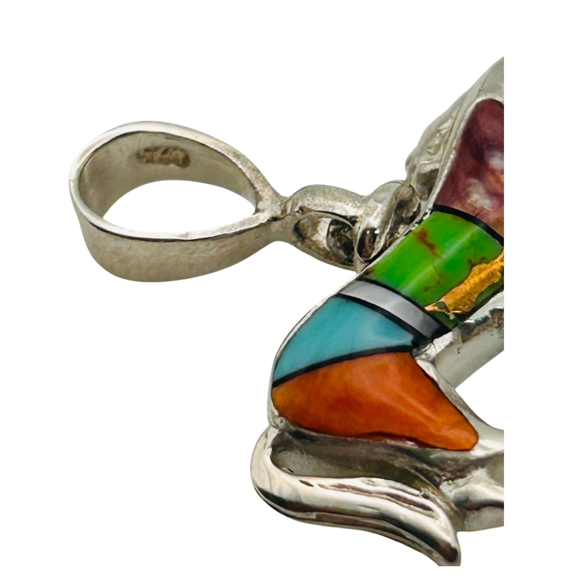 Southwest Sterling Reversible Inlay Stone Pendant