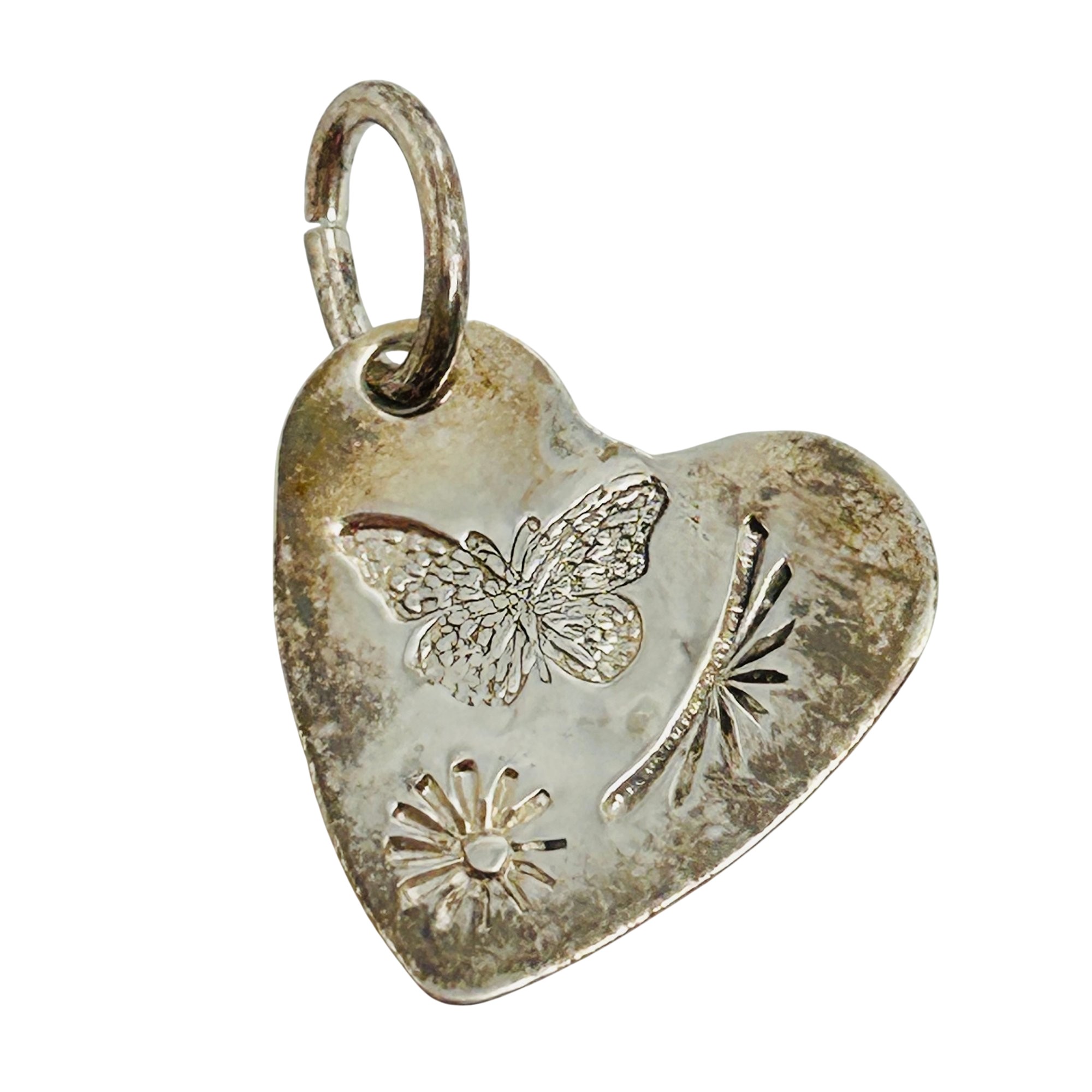 Signed Southwest Sterling Stamped Heart Pendant