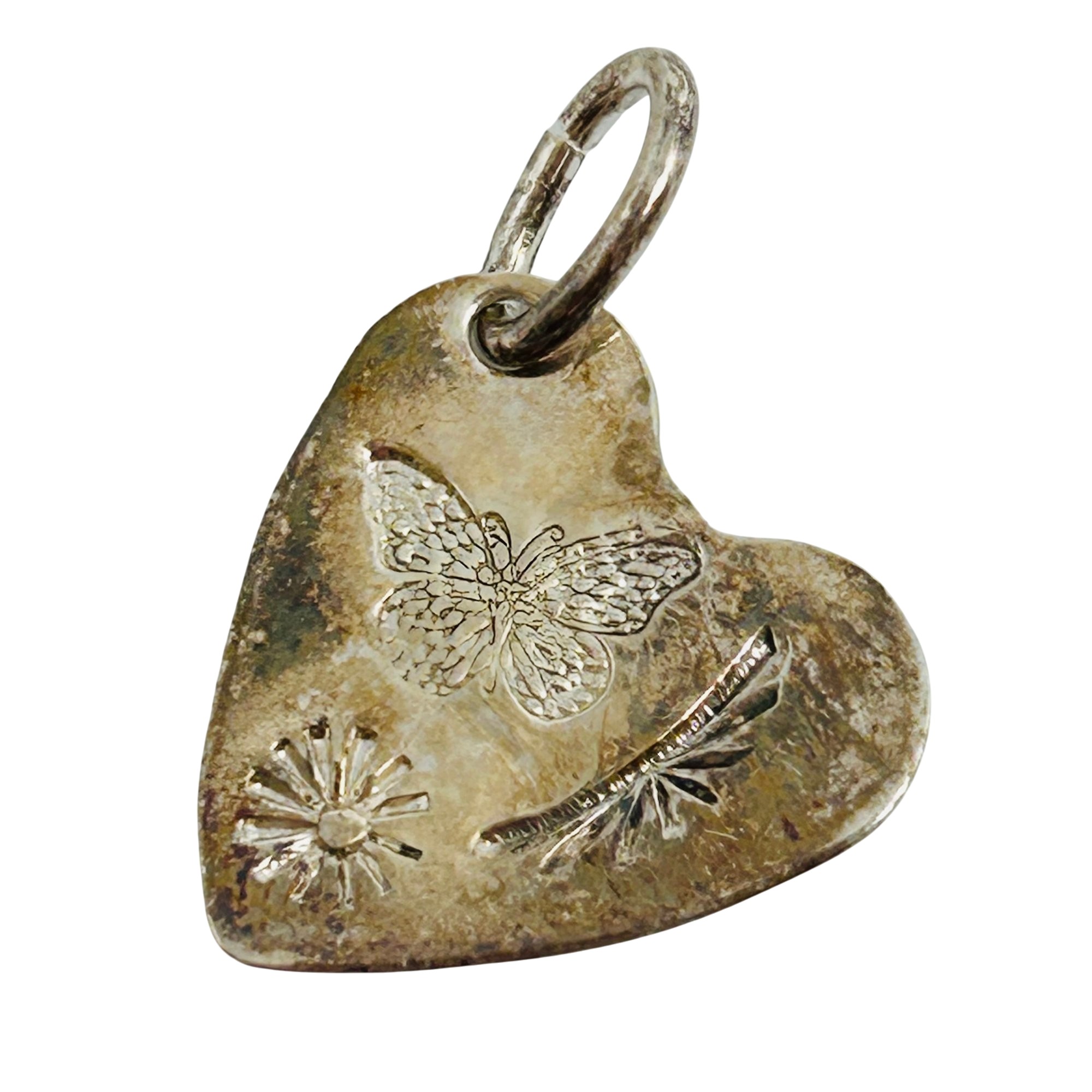 Signed Southwest Sterling Stamped Heart Pendant