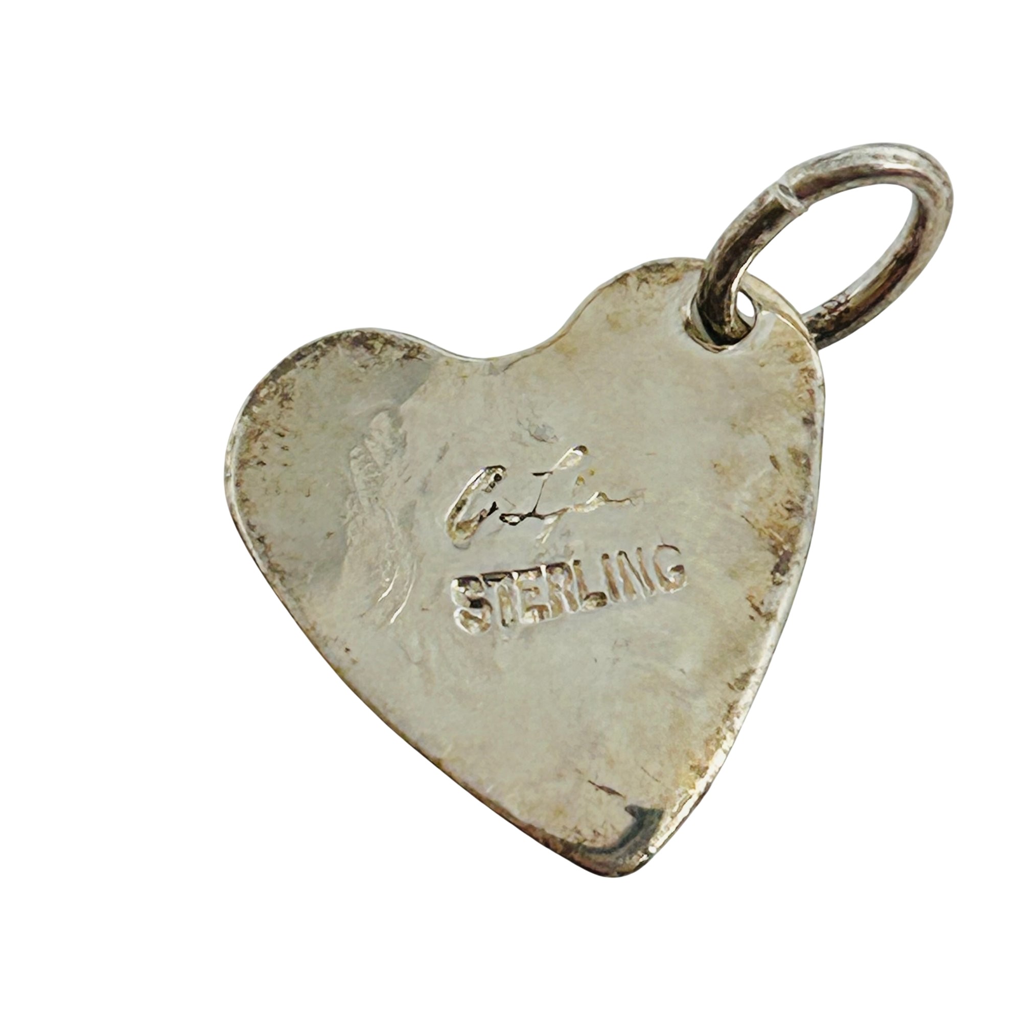Signed Southwest Sterling Stamped Heart Pendant