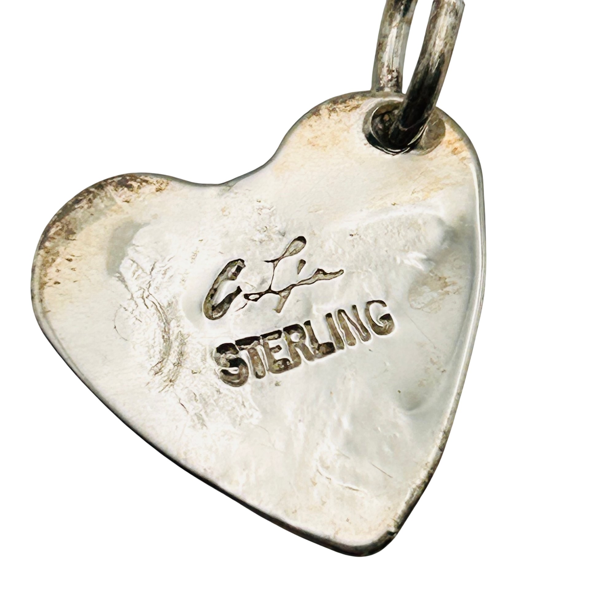 Signed Southwest Sterling Stamped Heart Pendant