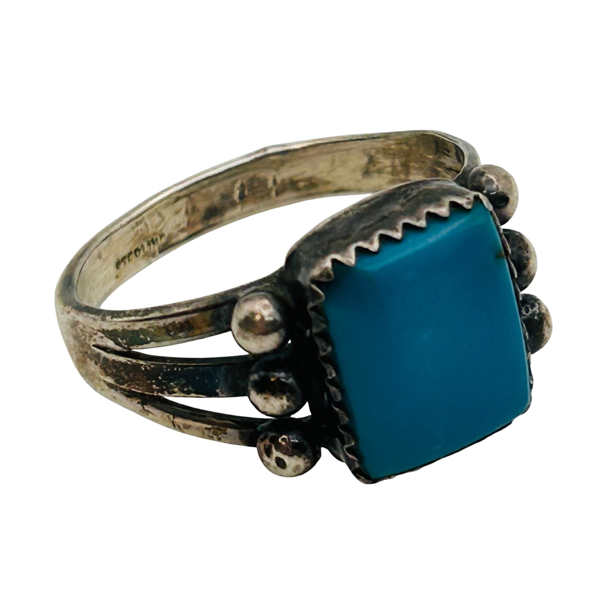 Native Sterling Turquoise Ring Sz 9