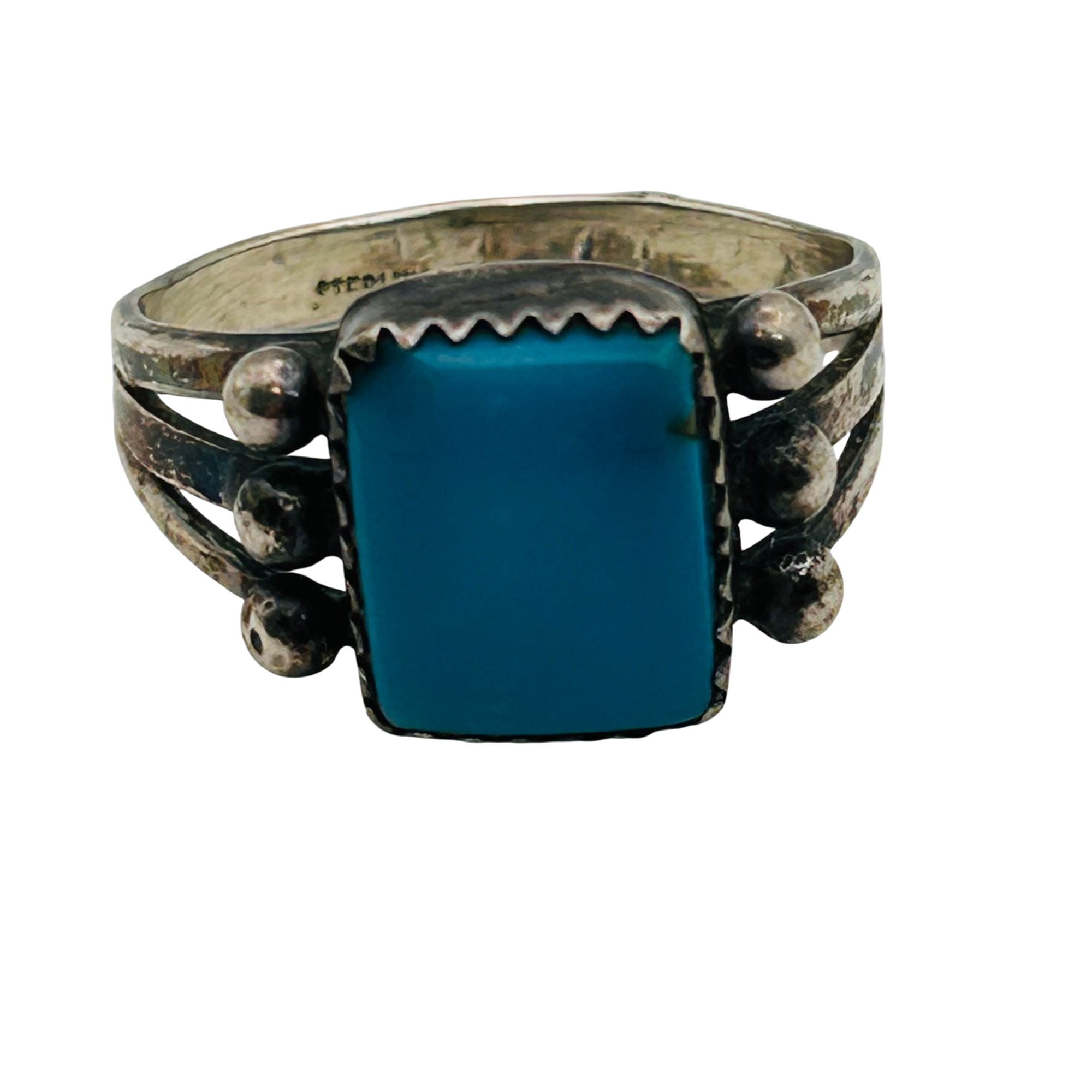 Native Sterling Turquoise Ring Sz 9