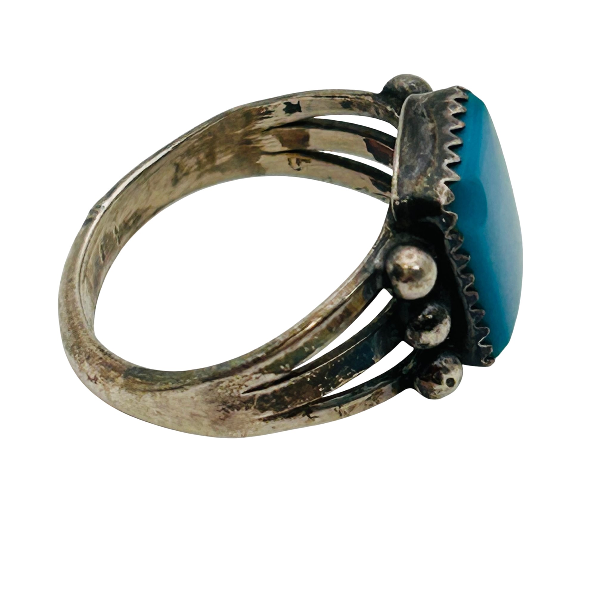 Native Sterling Turquoise Ring Sz 9
