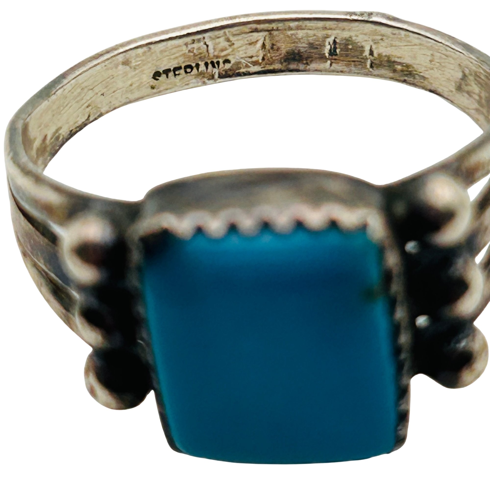 Native Sterling Turquoise Ring Sz 9