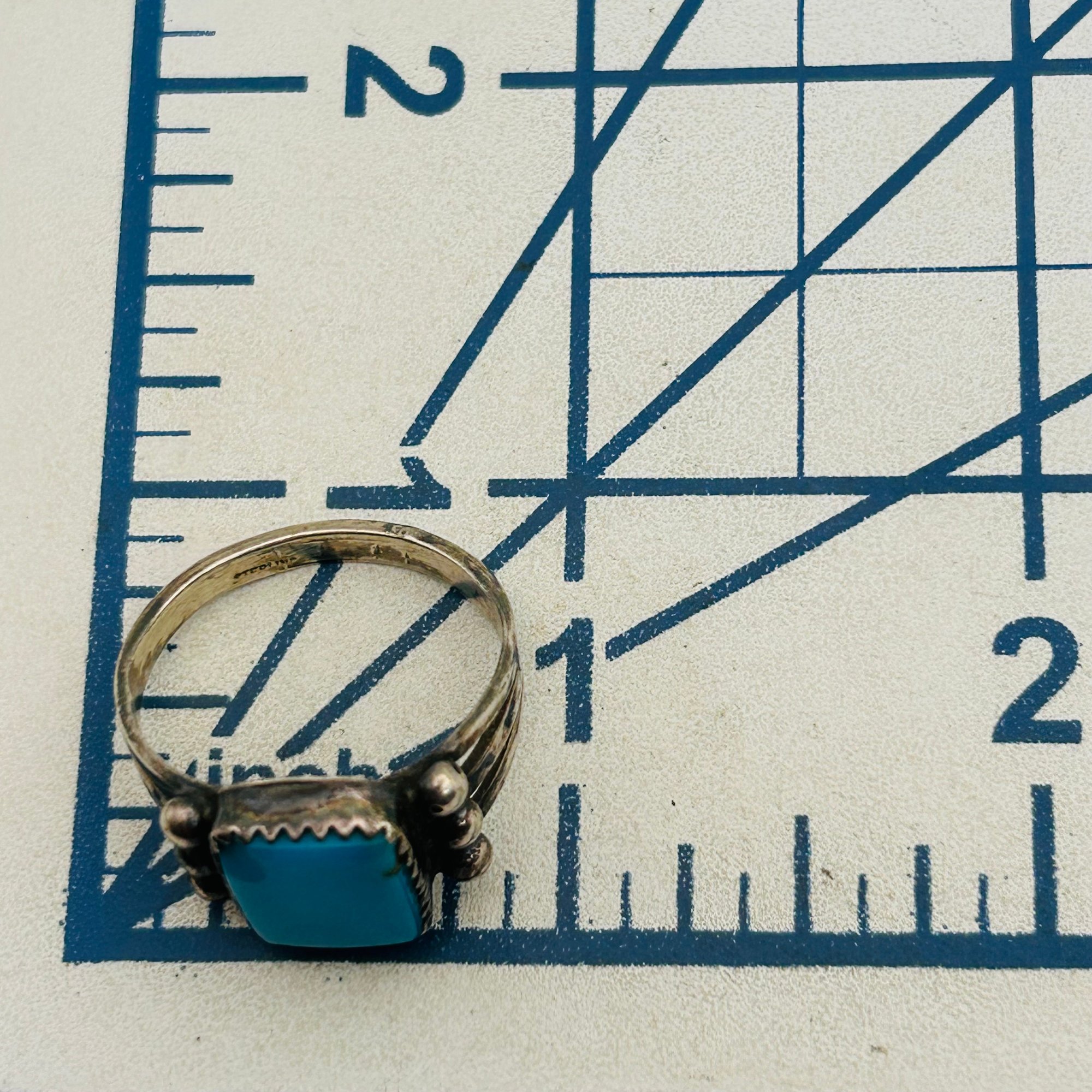 Native Sterling Turquoise Ring Sz 9