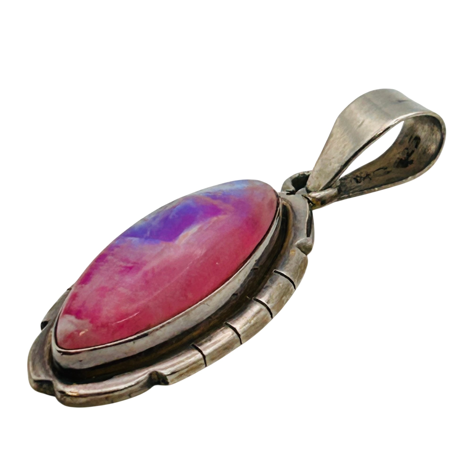 Signed Southwest Sterling Pink Stone Pendant