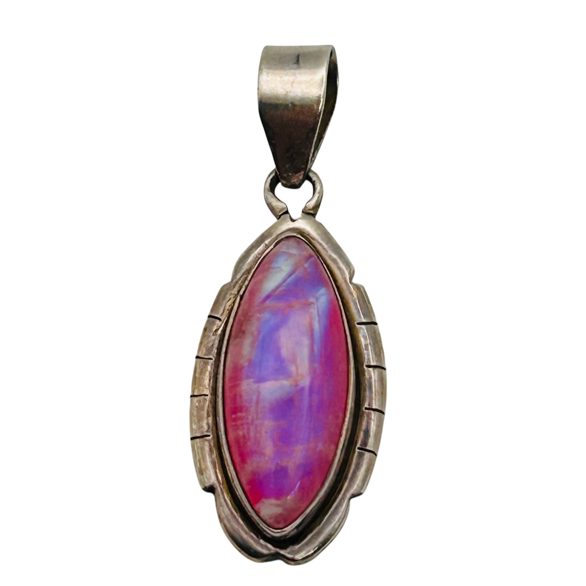 Signed Southwest Sterling Pink Stone Pendant