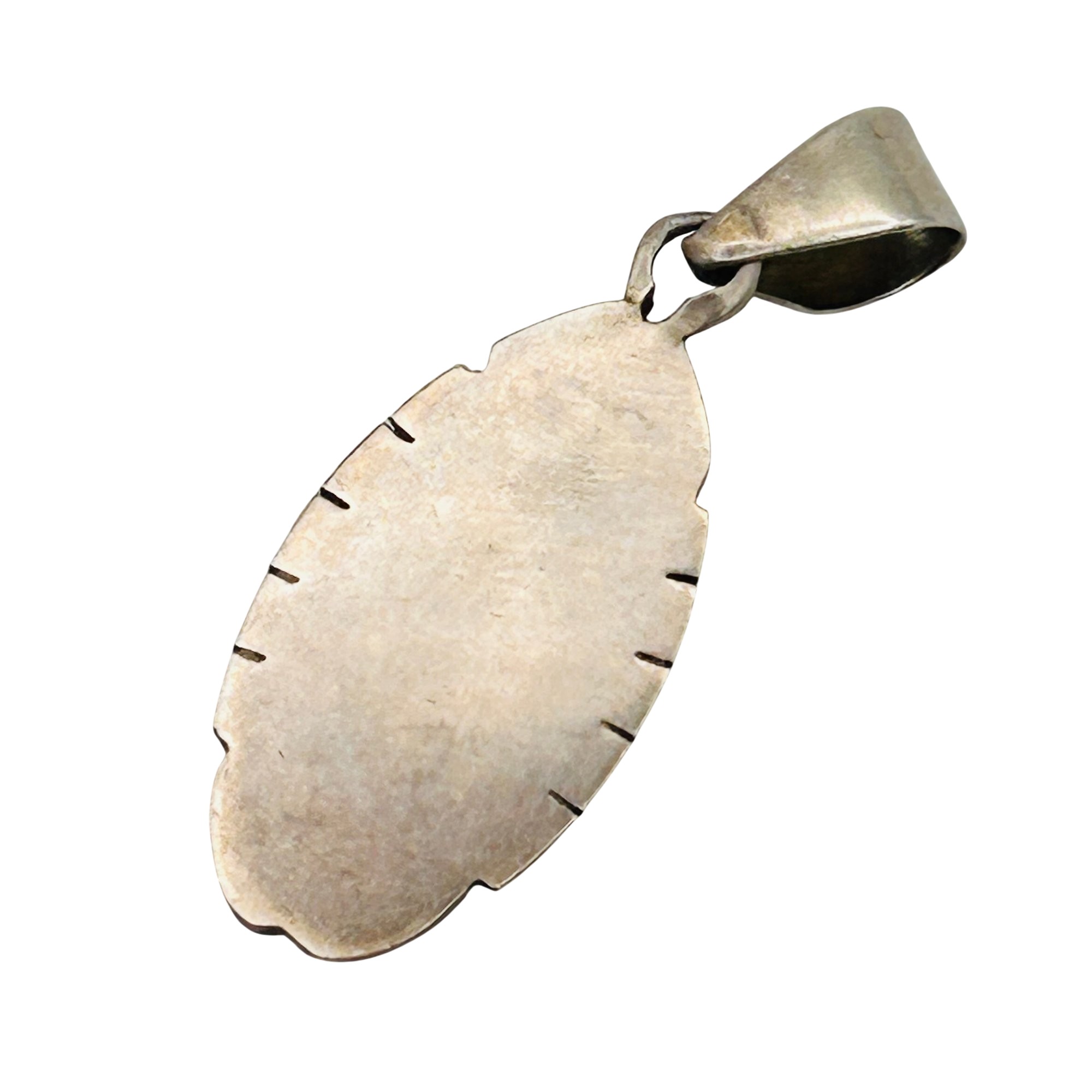 Signed Southwest Sterling Pink Stone Pendant
