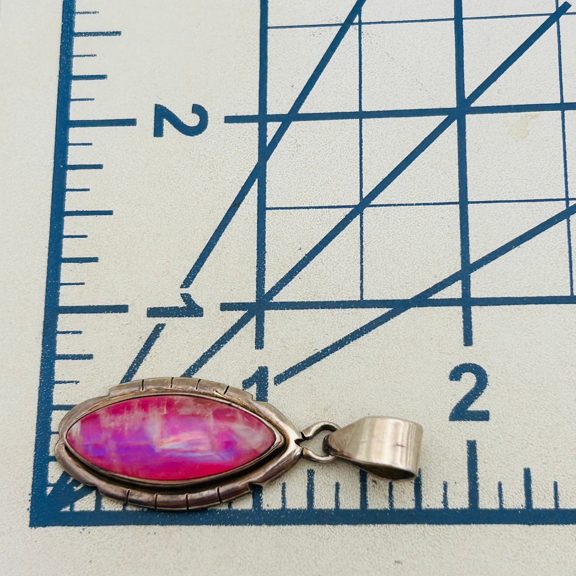 Signed Southwest Sterling Pink Stone Pendant