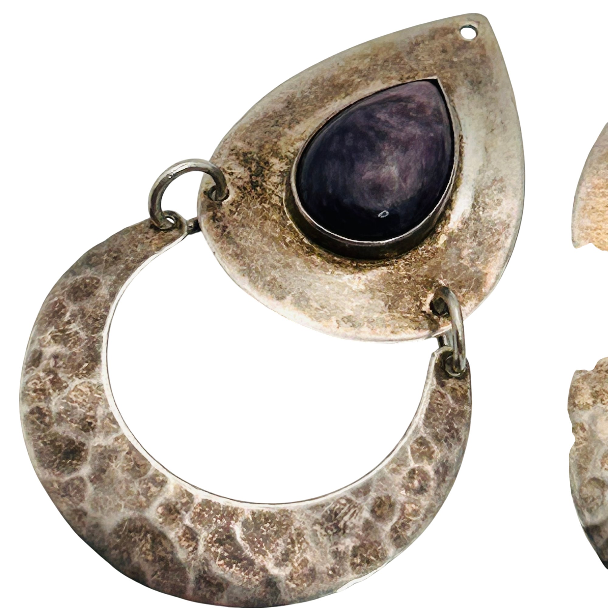 Southwest Sterling Charoite Stone Earrings
