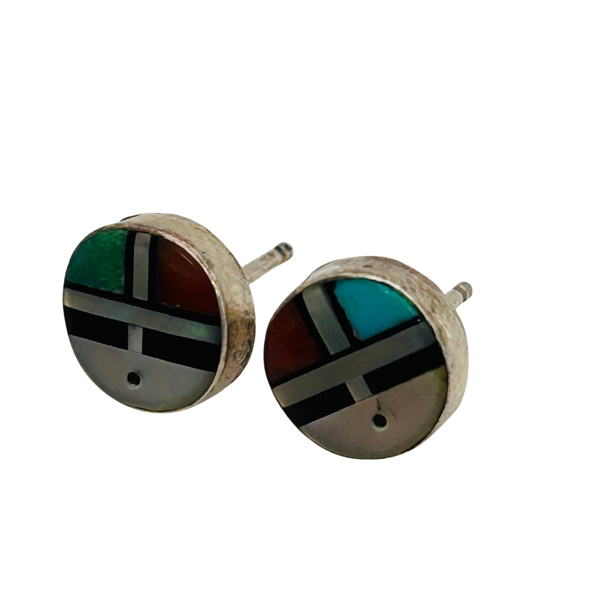 Signed Zuni Sterling Sunface Earrings