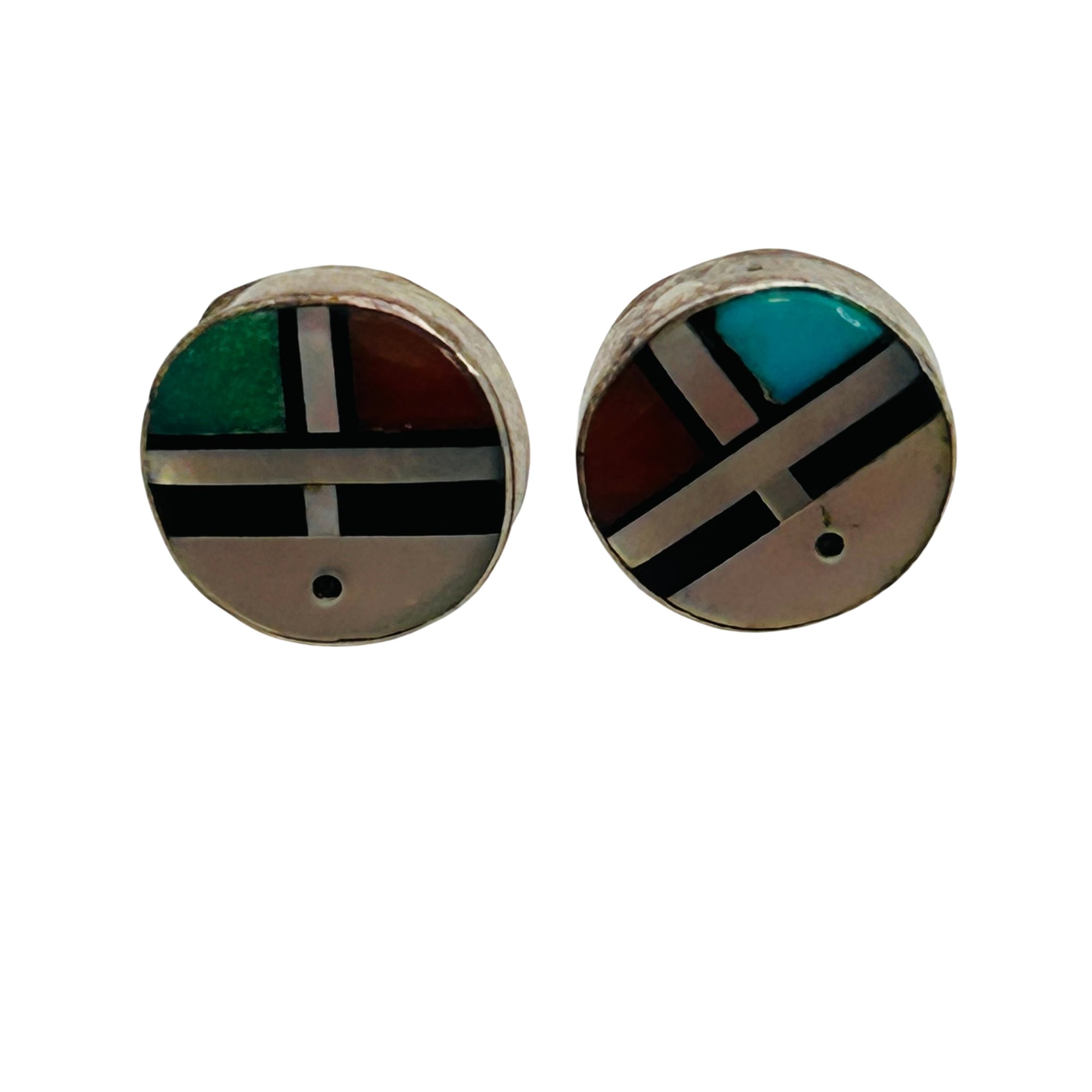 Signed Zuni Sterling Sunface Earrings