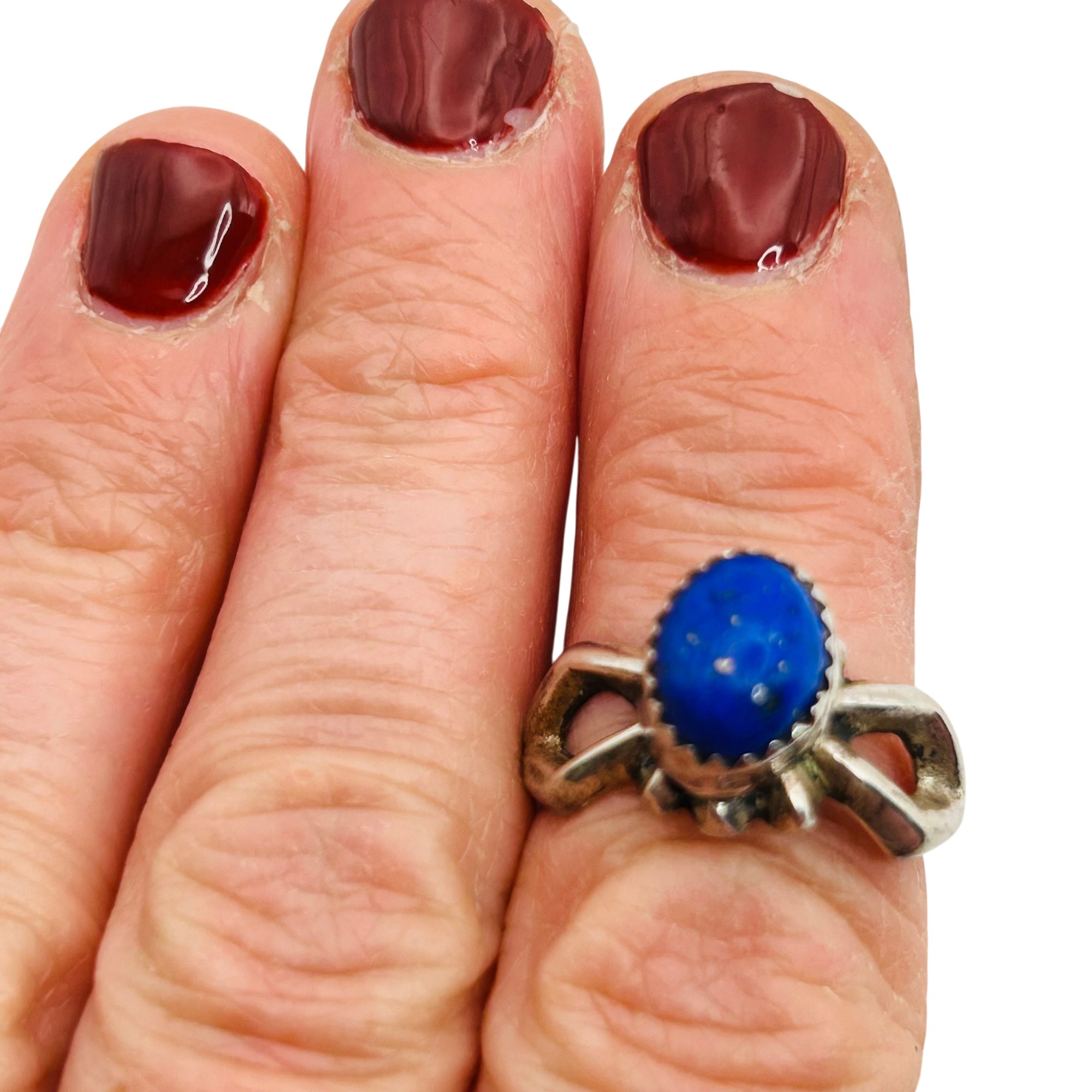 Southwest Sterling Lapis Lazuli Ring Sz 7.5