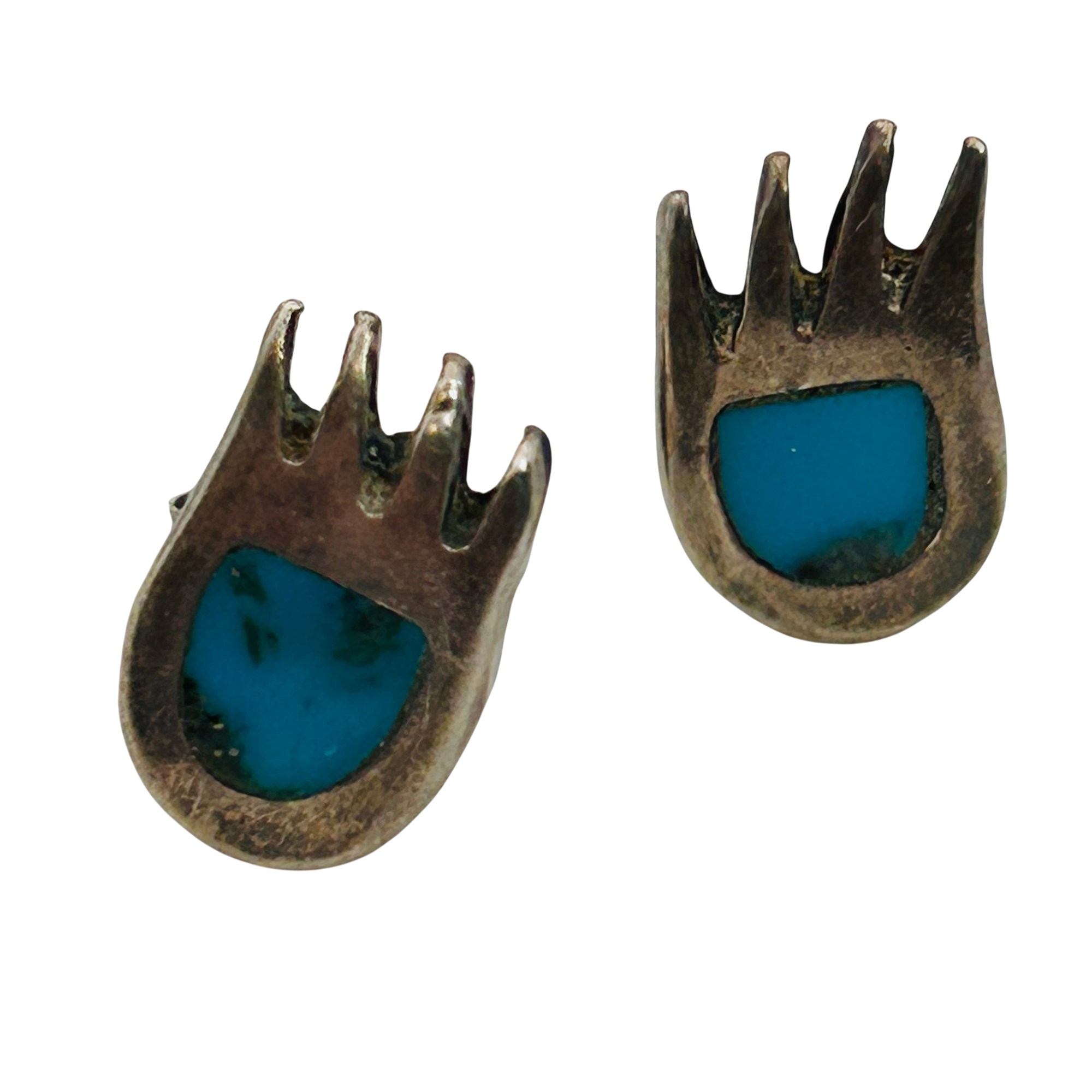 Vintage Native Sterling Bear Claw Earrings