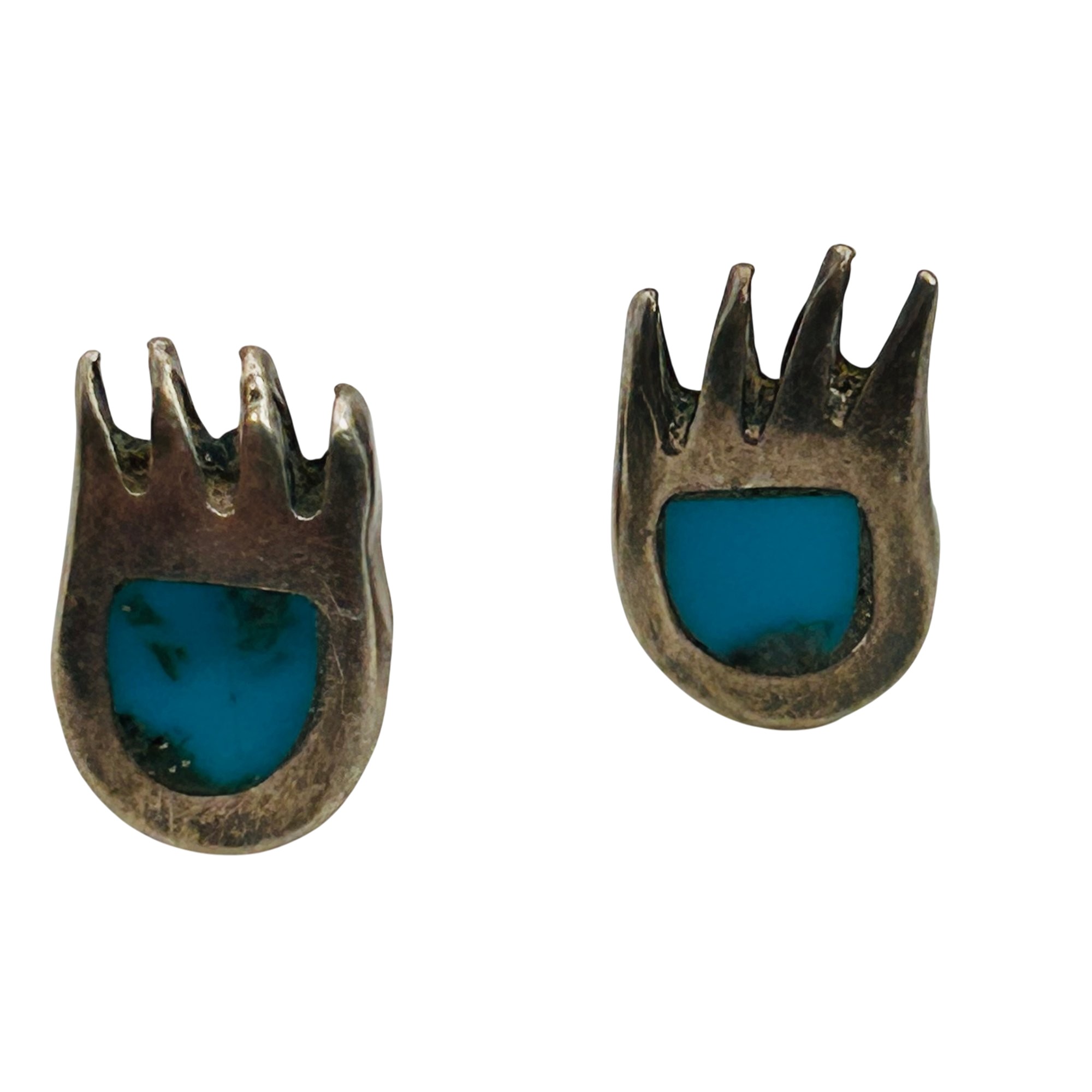 Vintage Native Sterling Bear Claw Earrings