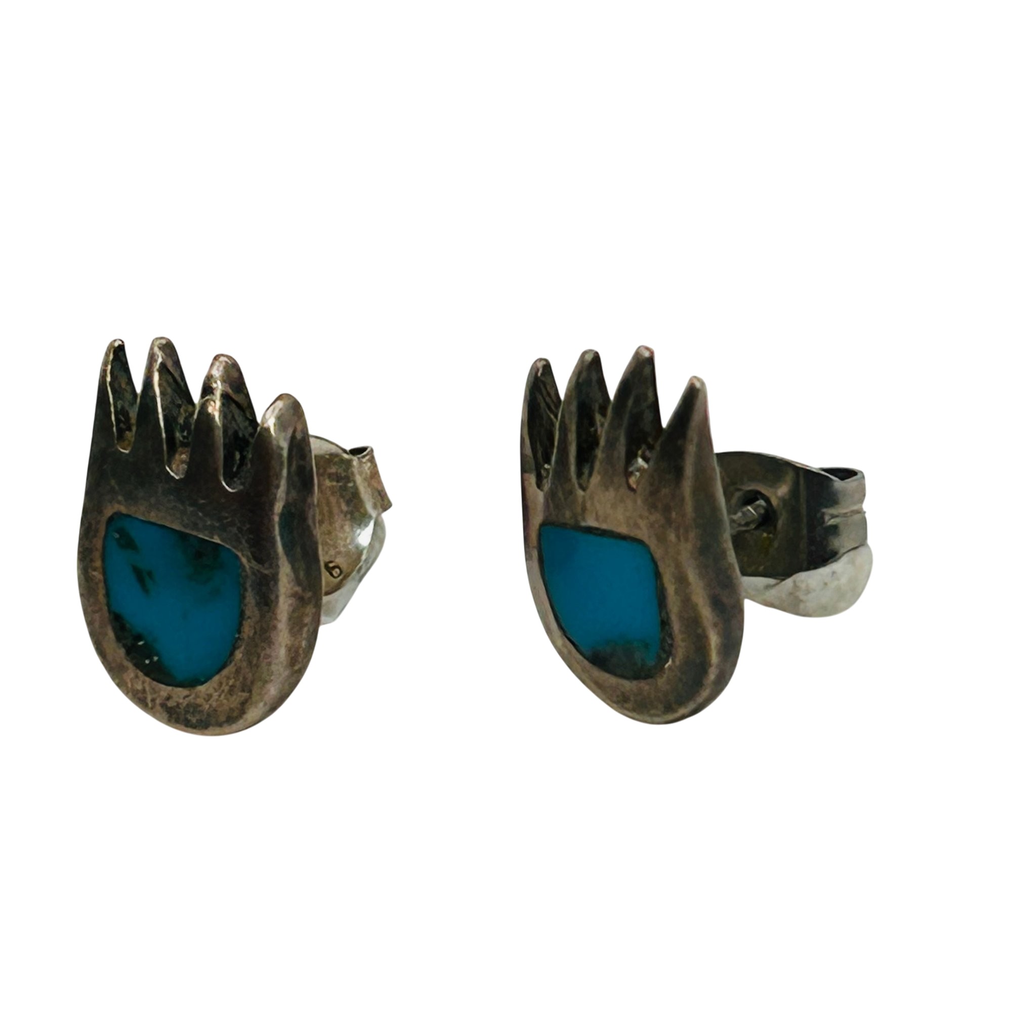 Vintage Native Sterling Bear Claw Earrings