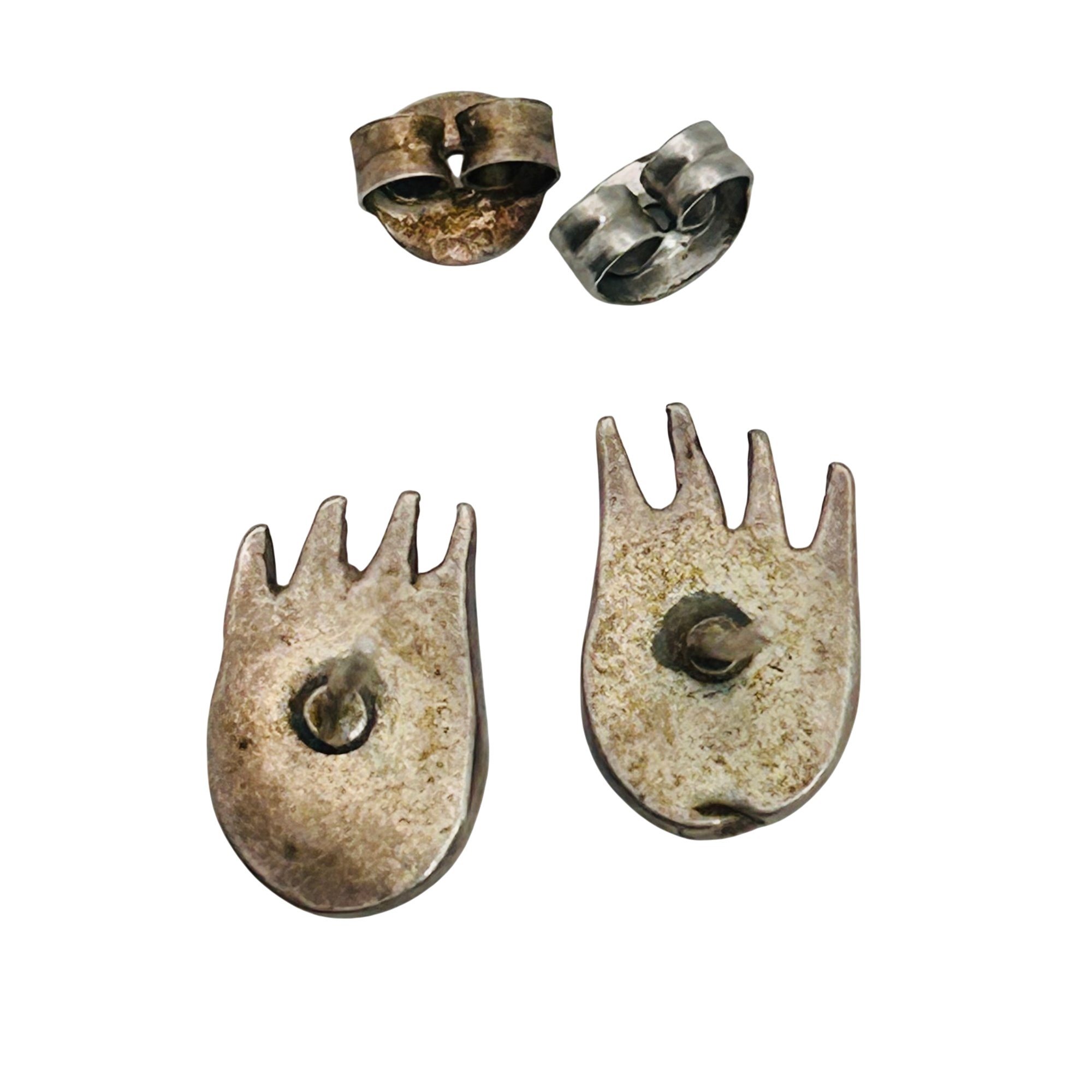 Vintage Native Sterling Bear Claw Earrings