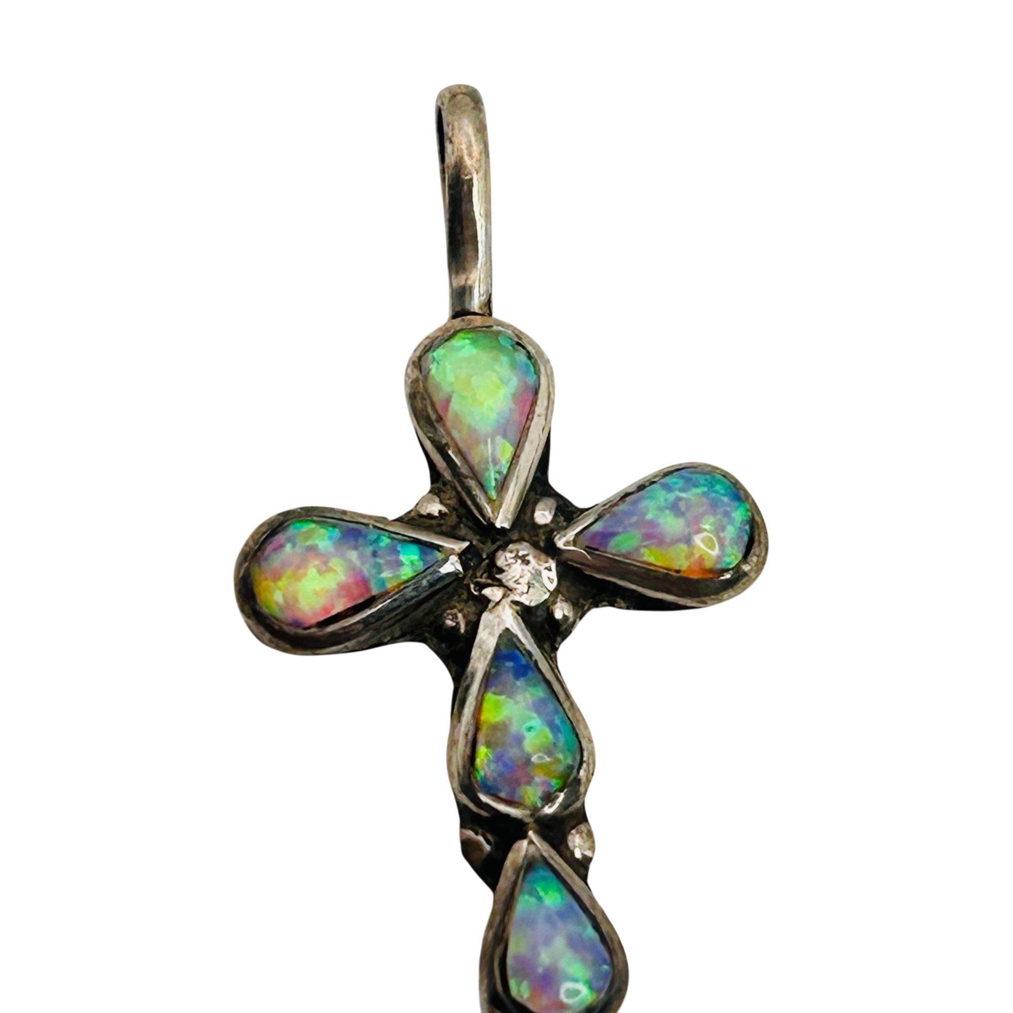 Navajo Sterling Opal Cross Pendant