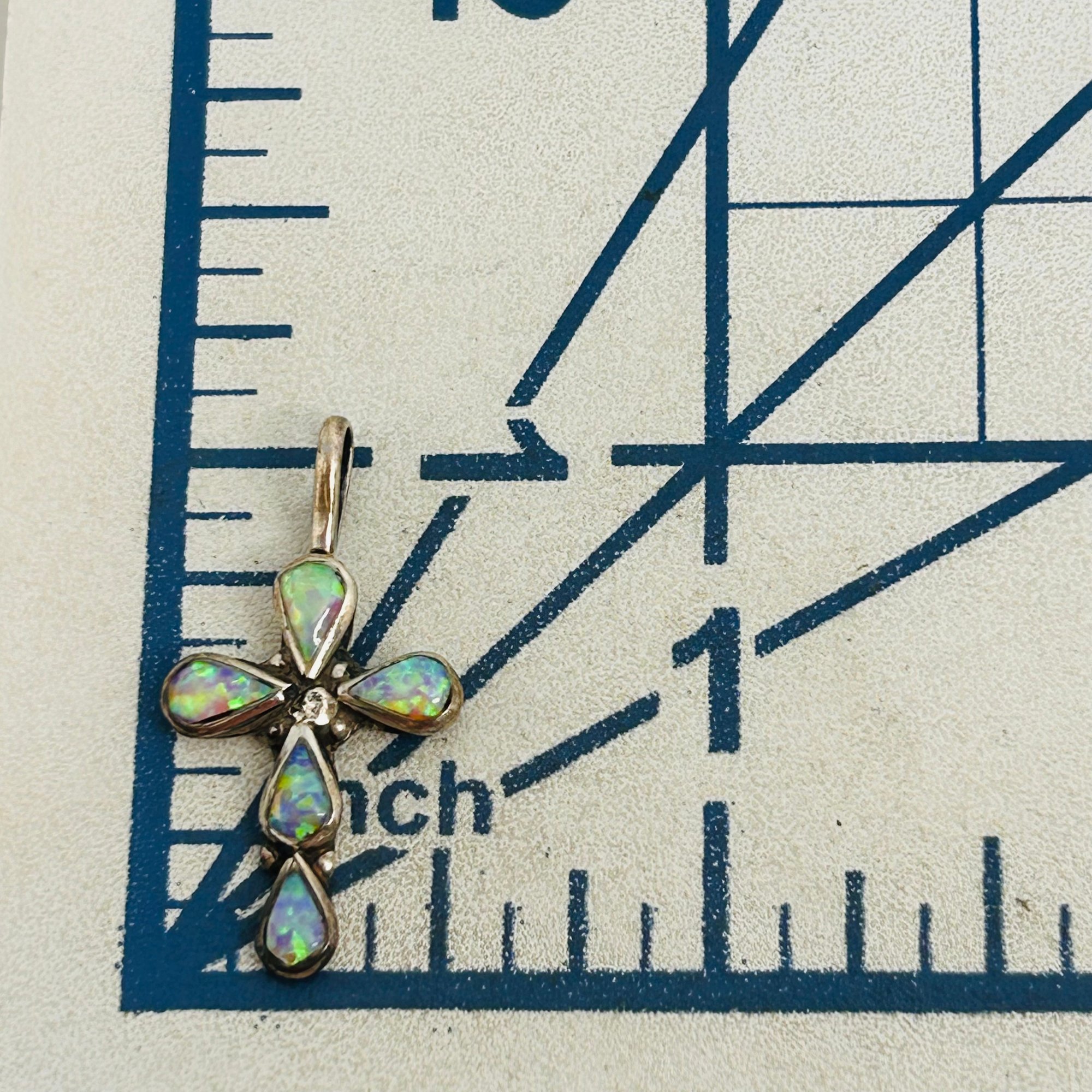 Navajo Sterling Opal Cross Pendant