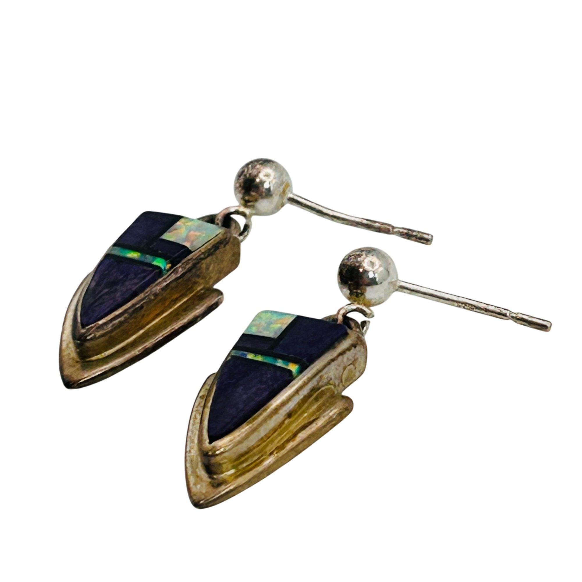 Ervin Hoskie Navajo Sterling Inlay Stone Earrings