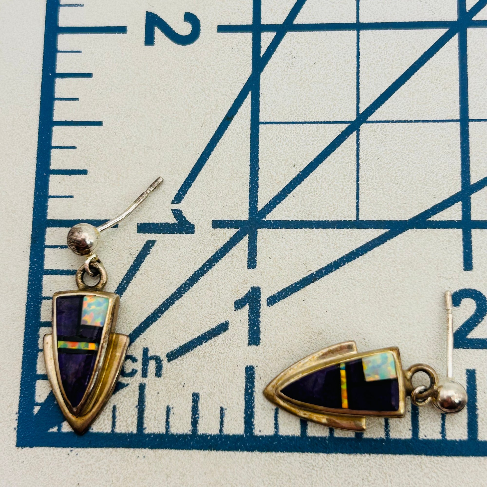Ervin Hoskie Navajo Sterling Inlay Stone Earrings