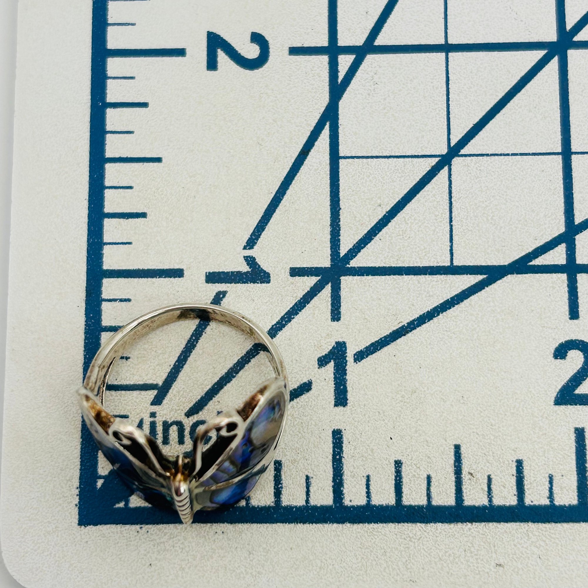Southwest Sterling Abalone Butterfly Ring Sz 8