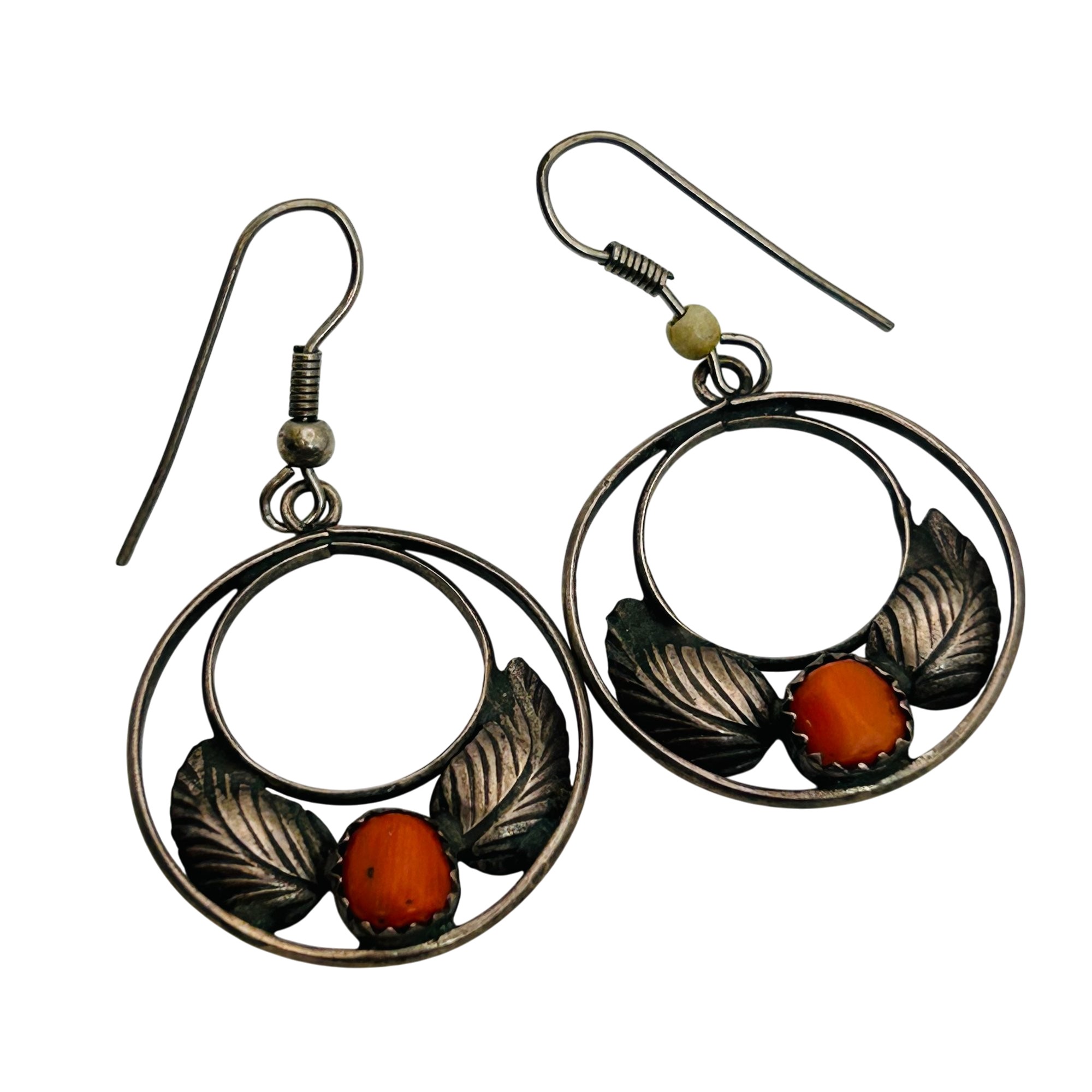Navajo Sterling Coral Earrings