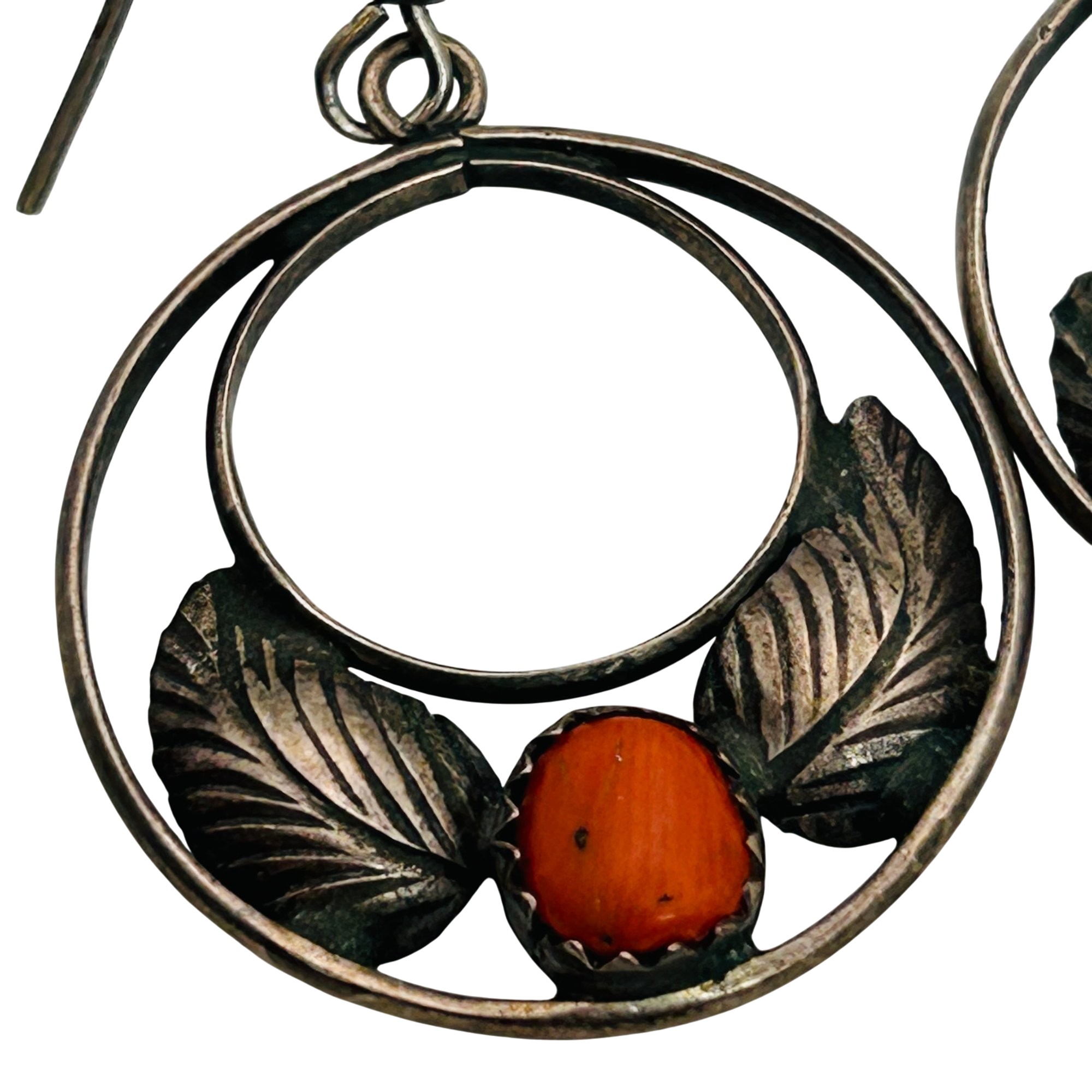 Navajo Sterling Coral Earrings