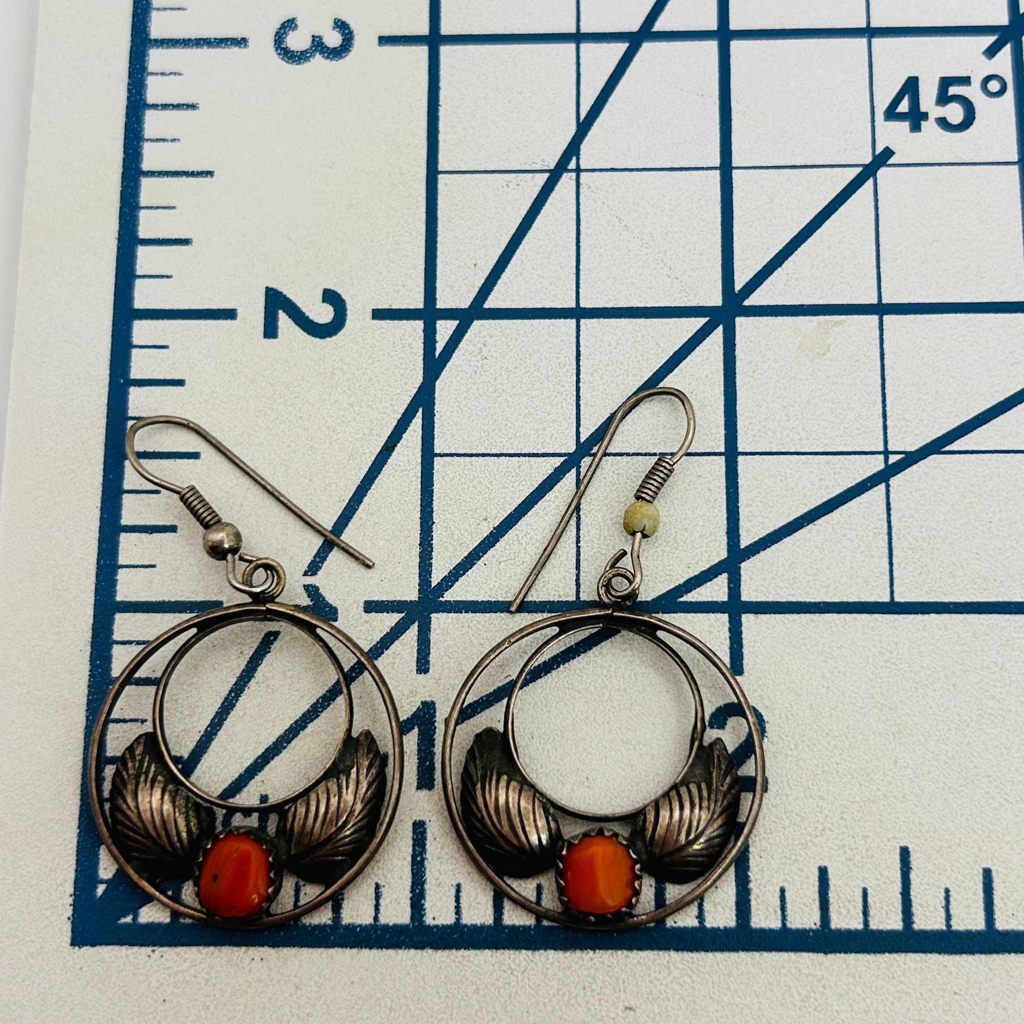Navajo Sterling Coral Earrings