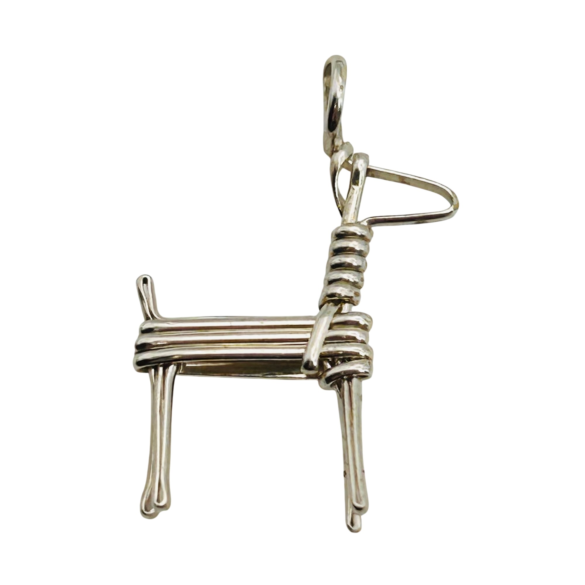 Jimmy Jensen Navajo Sterling Twig Deer Pendant