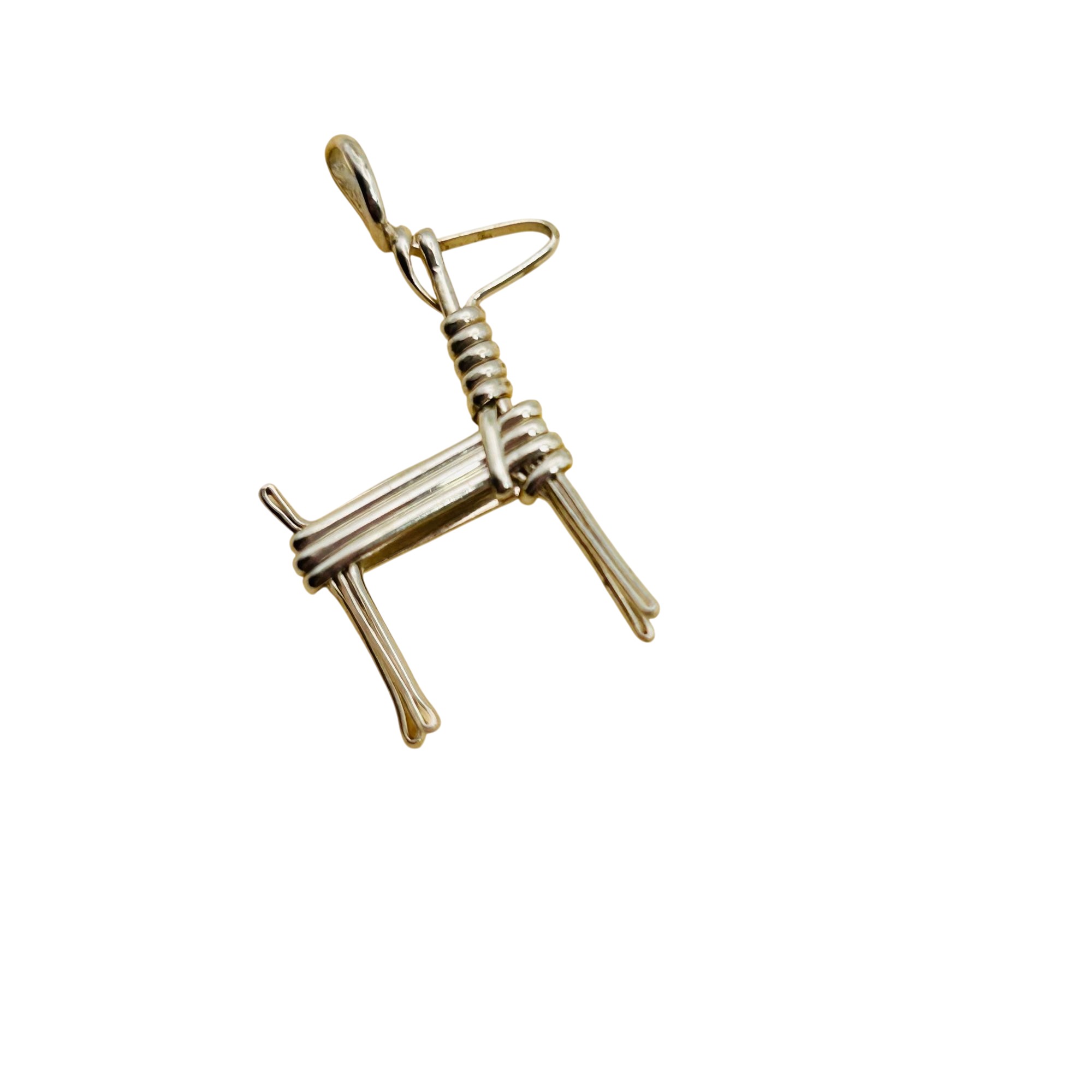 Jimmy Jensen Navajo Sterling Twig Deer Pendant