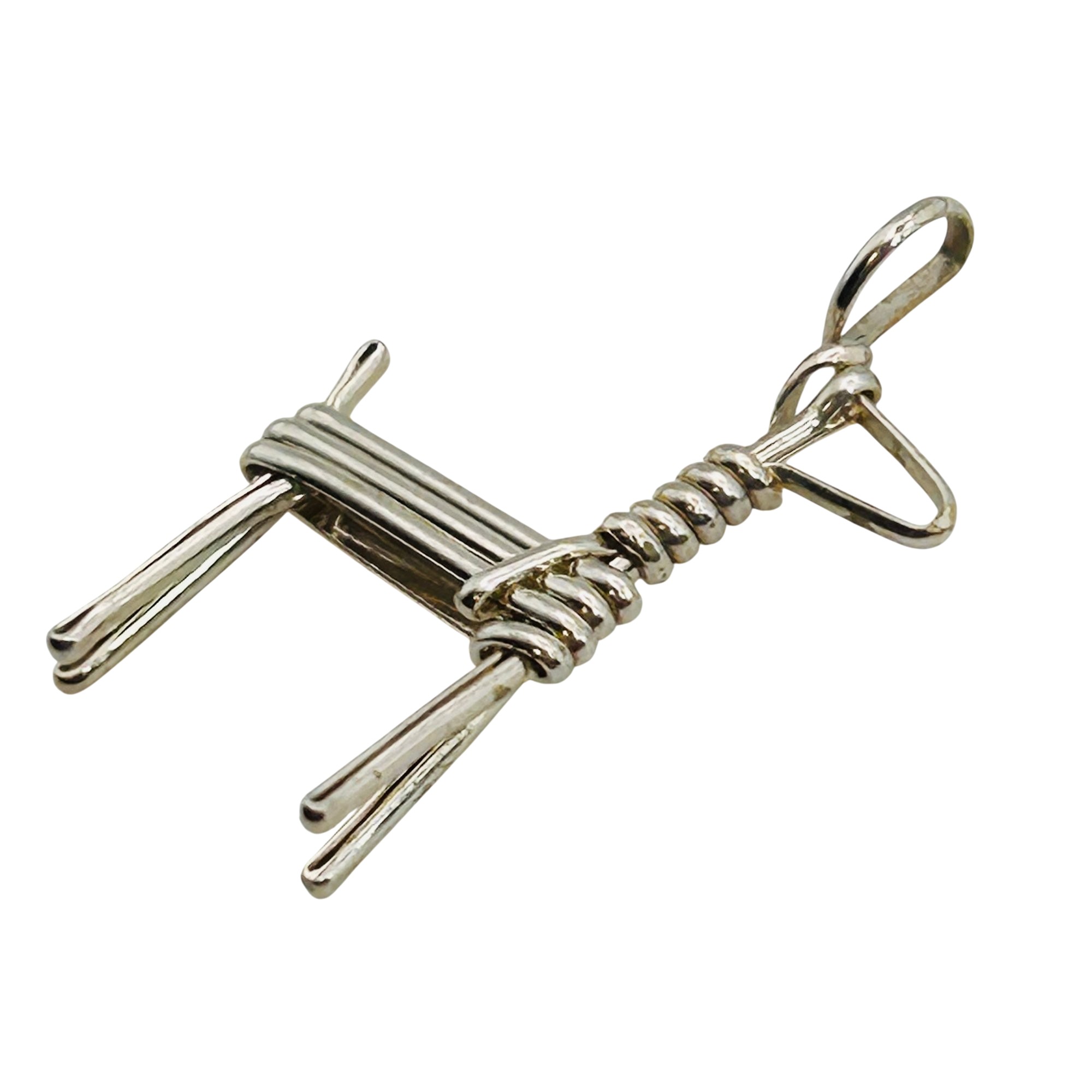 Jimmy Jensen Navajo Sterling Twig Deer Pendant